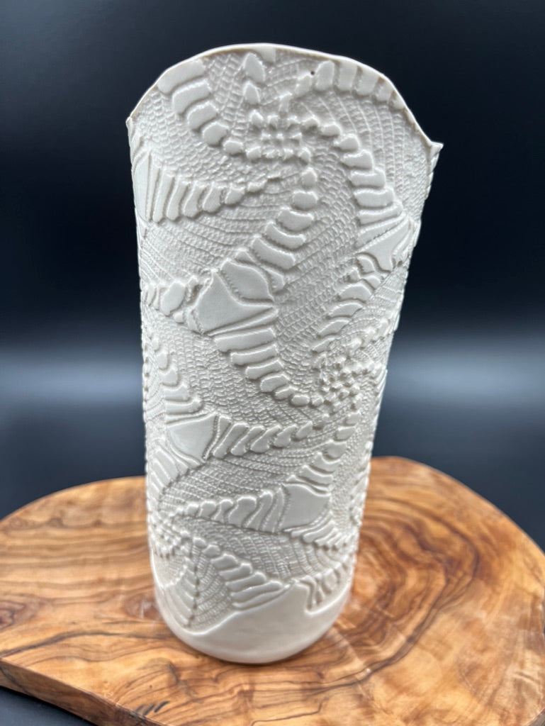 Cream lace vase