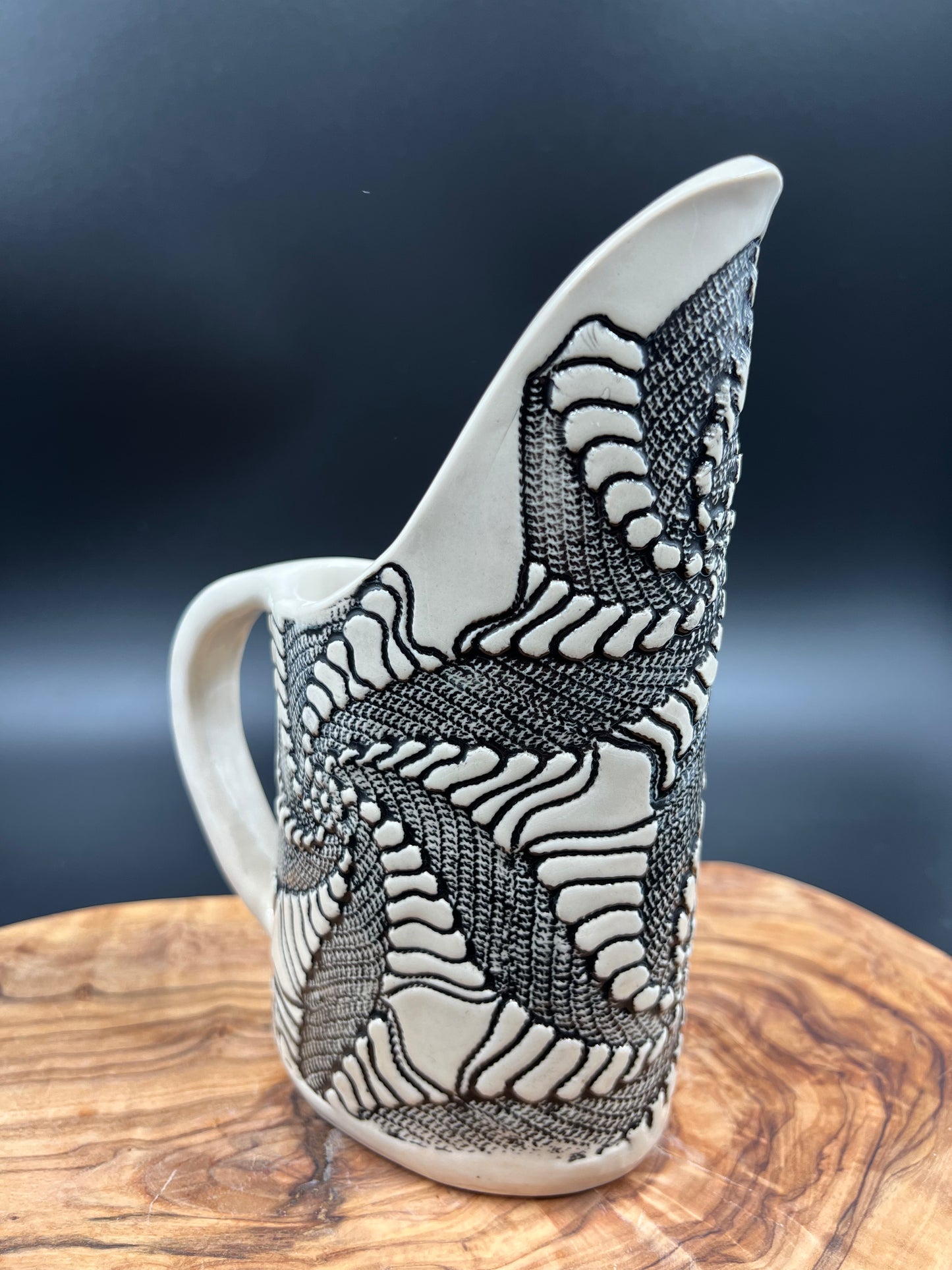Black lace pitcher with black lace interior, small