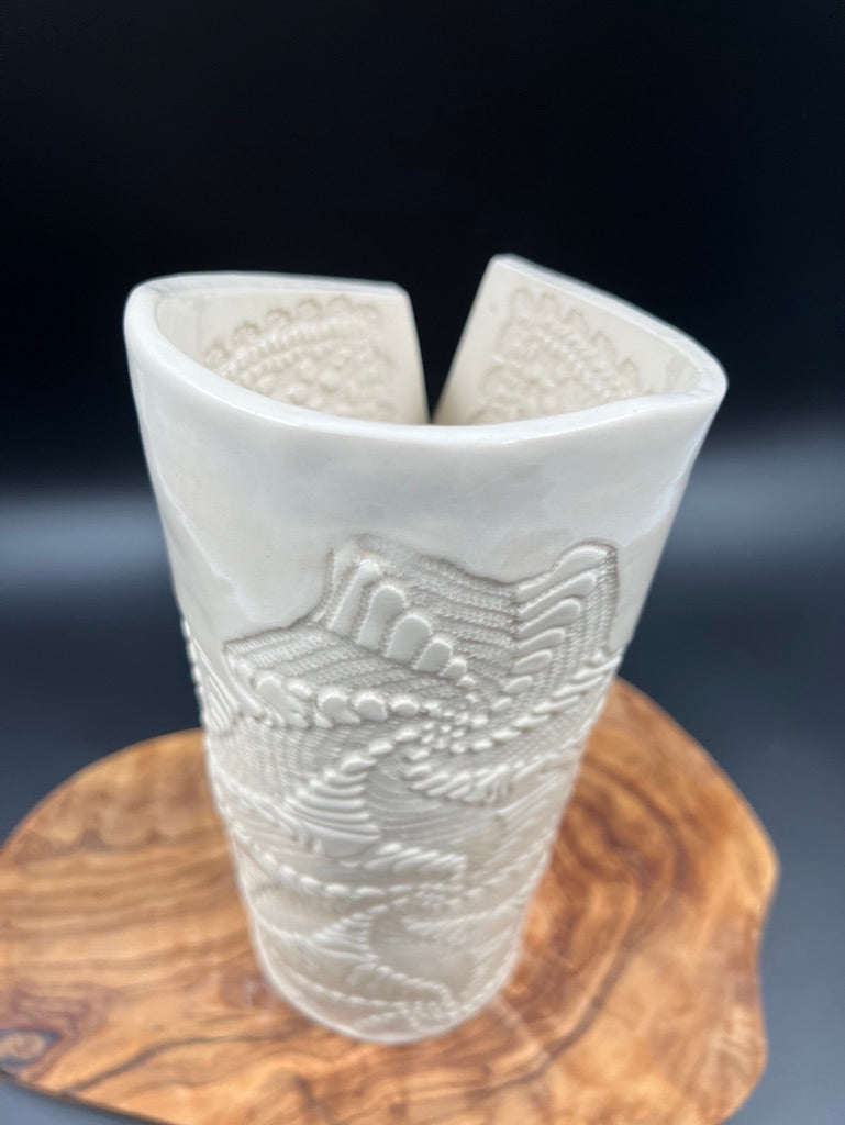 Cream lace vase