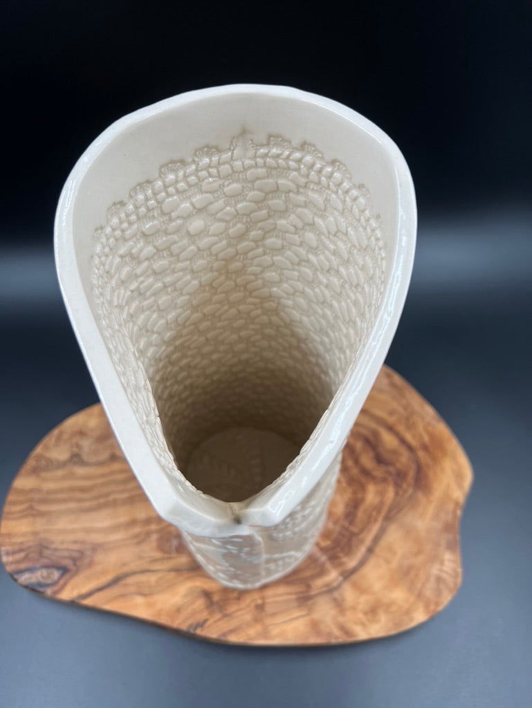 Cream lace vase
