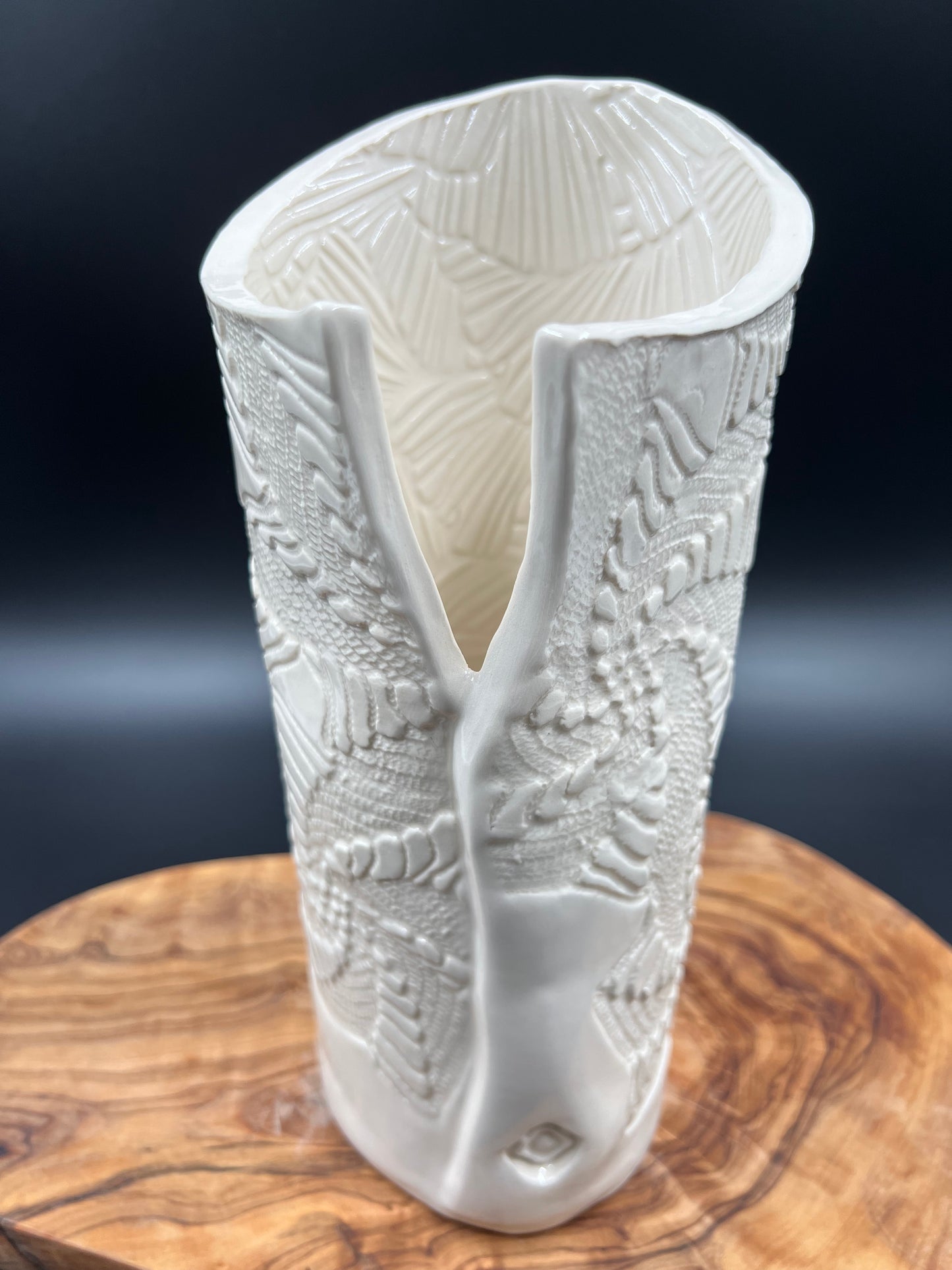 Cream lace vase