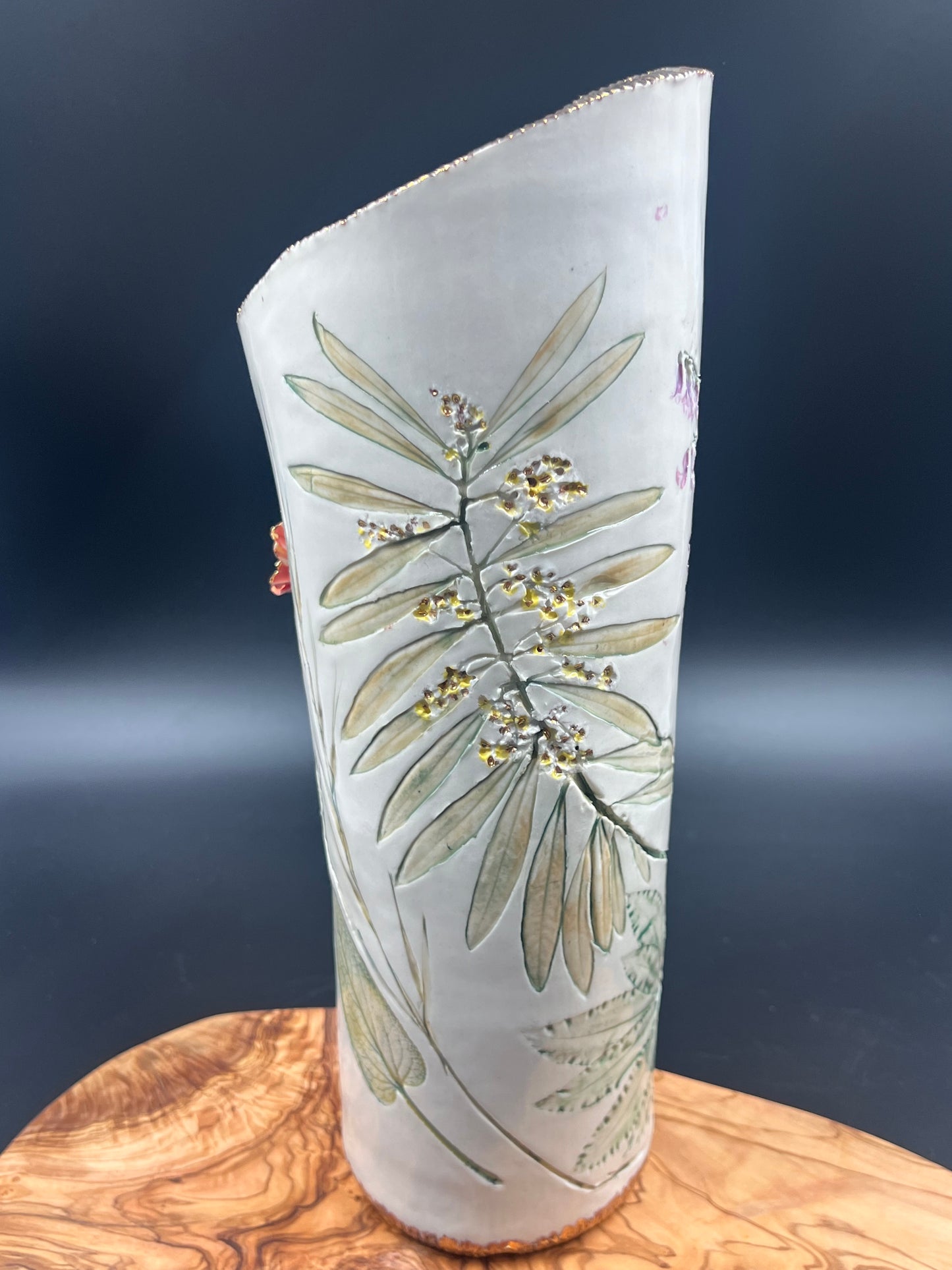 California Poppy Flower Vase with Handmade Flower Detail