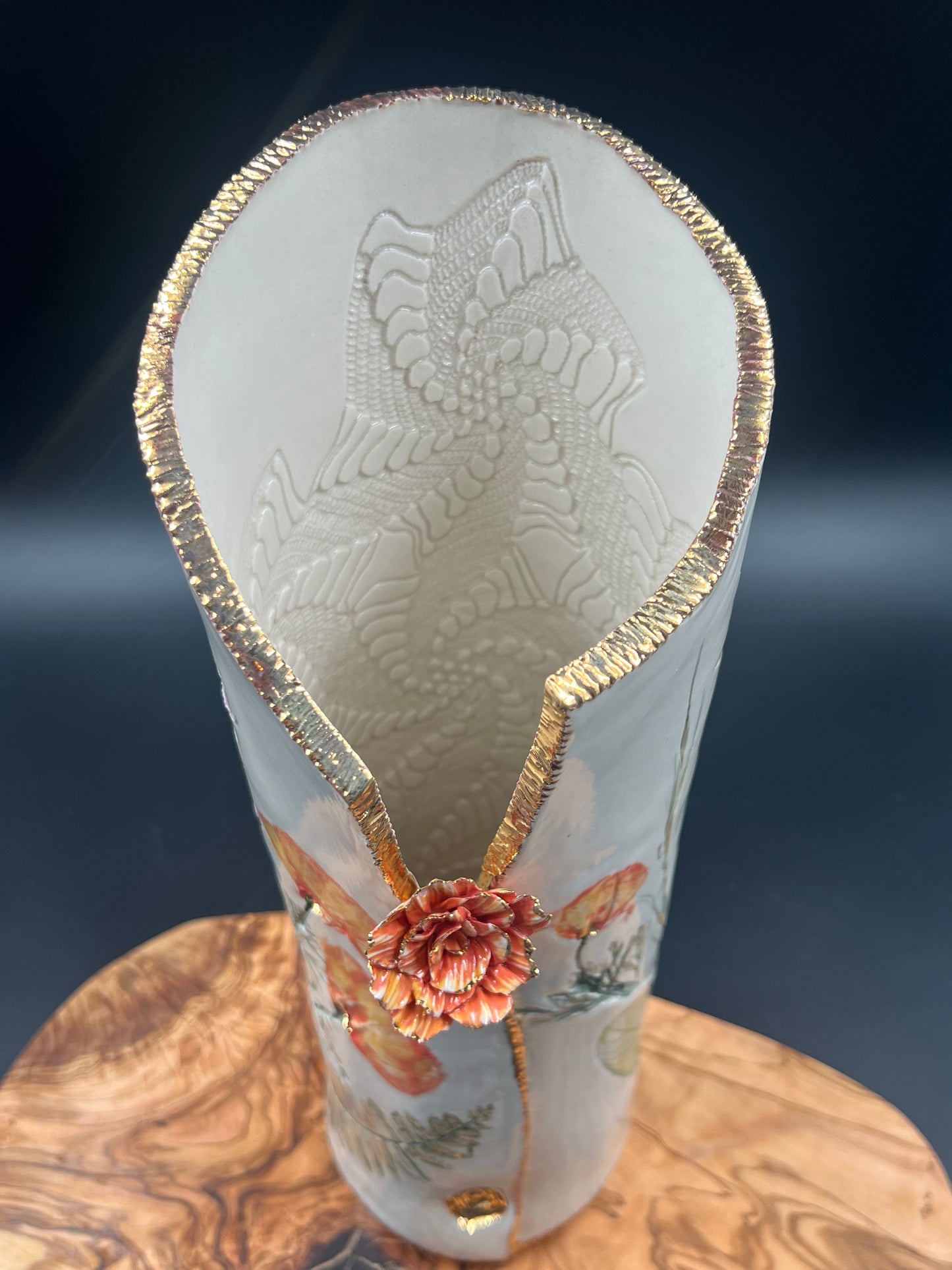 California Poppy Flower Vase with Handmade Flower Detail