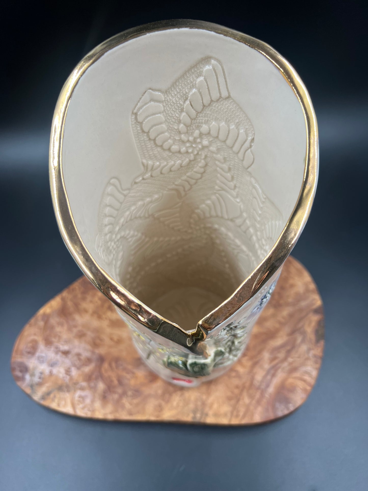 Wildflower and Ginkgo Color Vase with Gold Accent