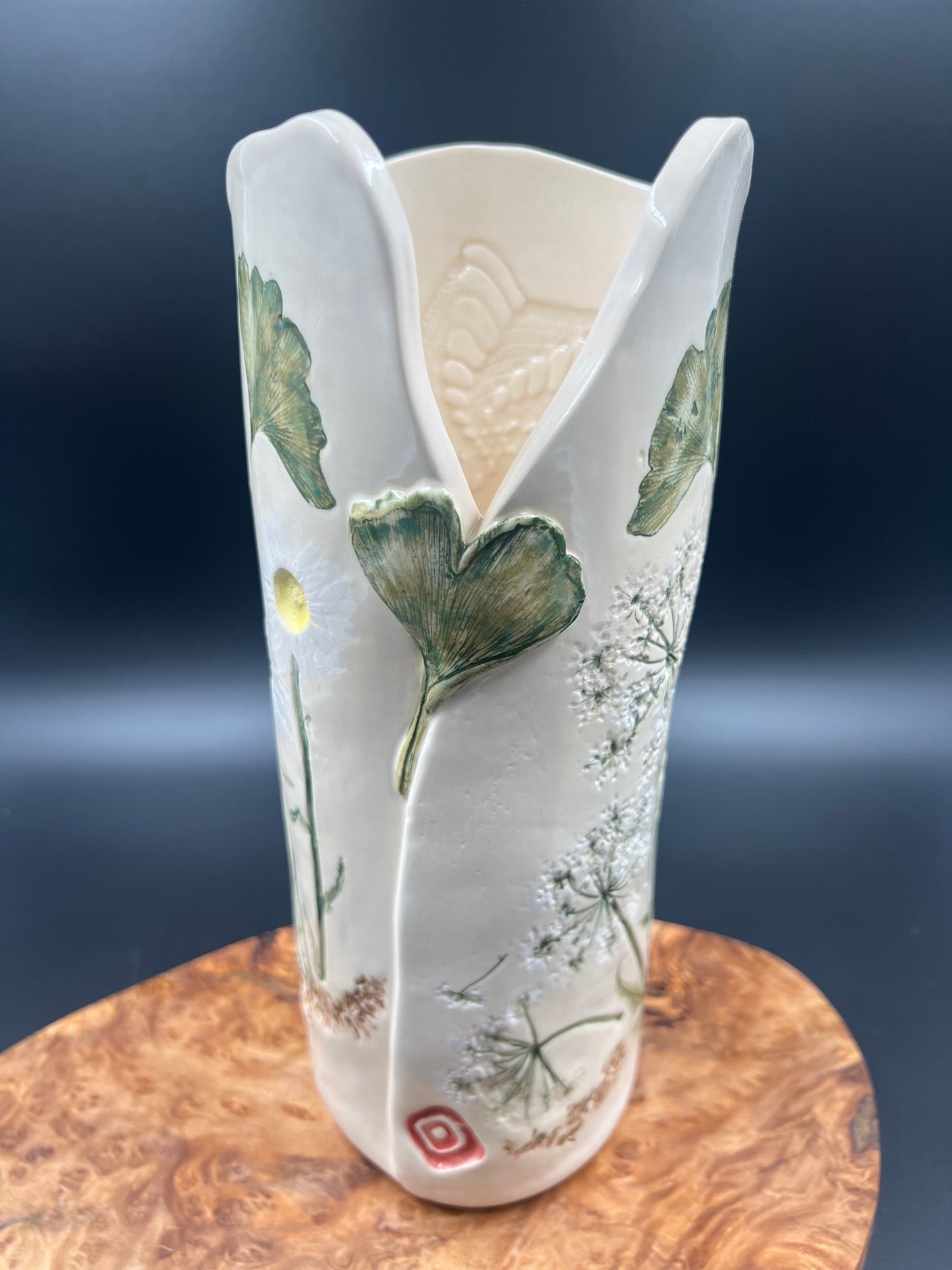 Wildflower Color Vase with Ginkgo Leaf Accent