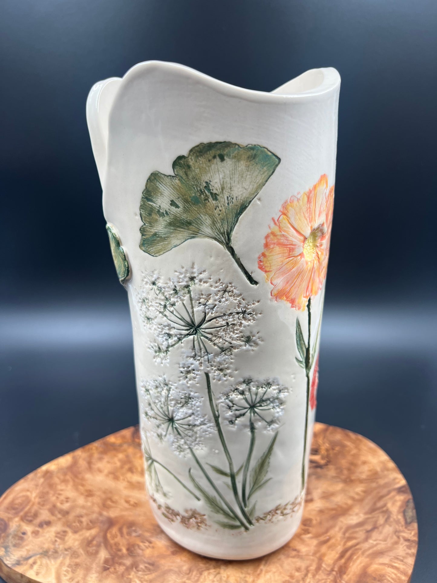 Wildflower Color Vase with Ginkgo Leaf Accent