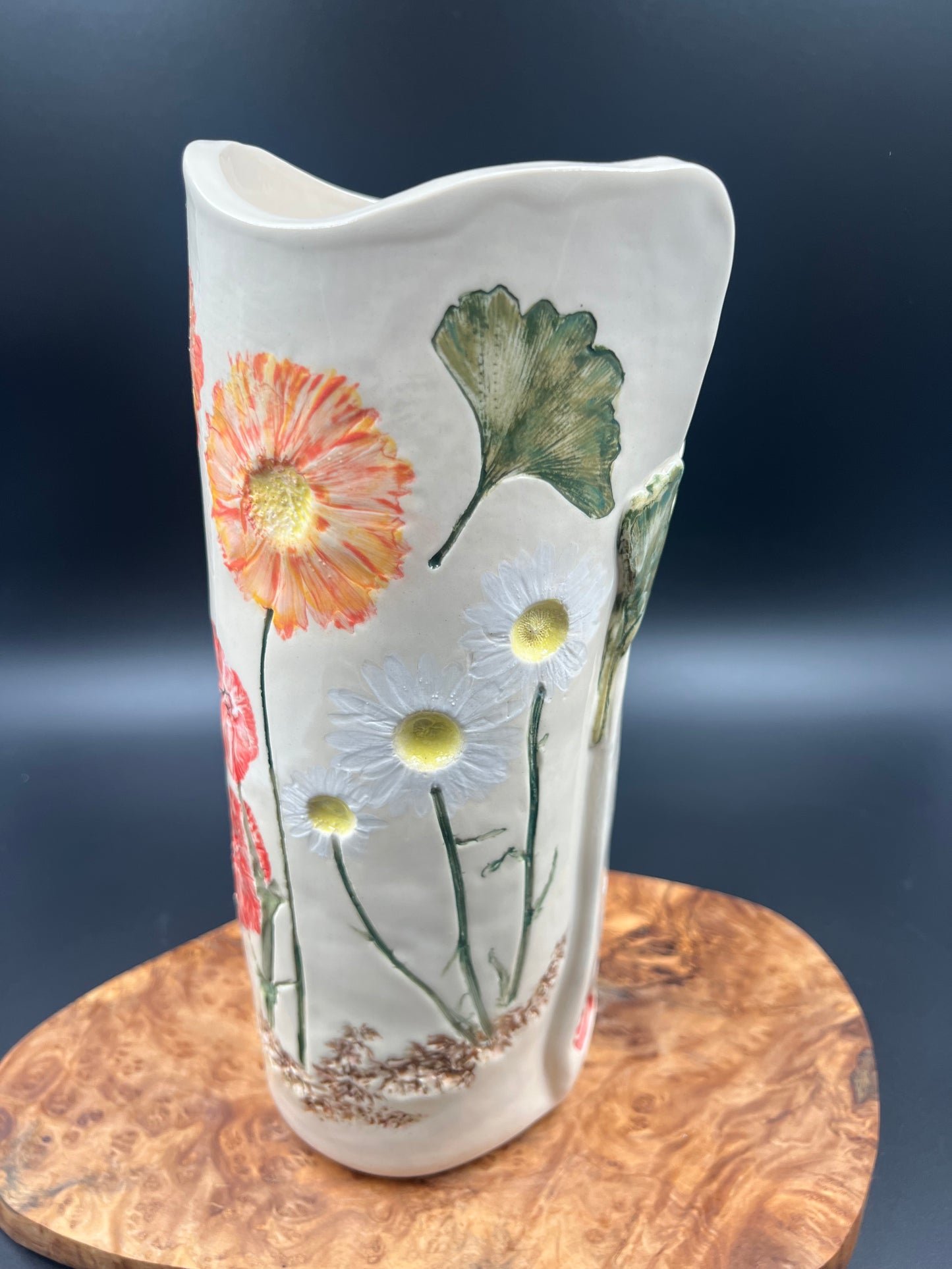 Wildflower Color Vase with Ginkgo Leaf Accent