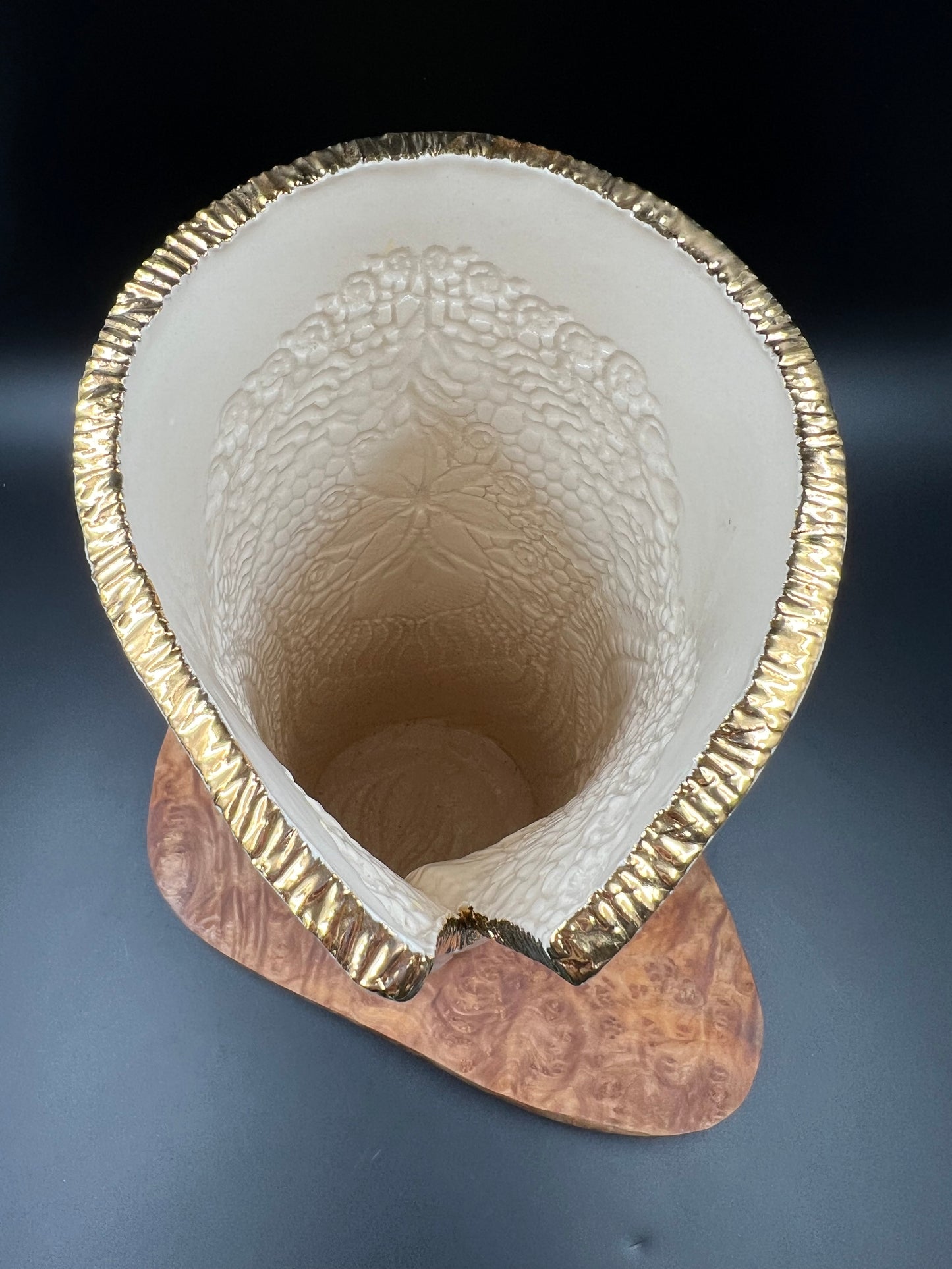 Wildflower and GInkgo Porcelain Ceramic Vase with Gold Accents