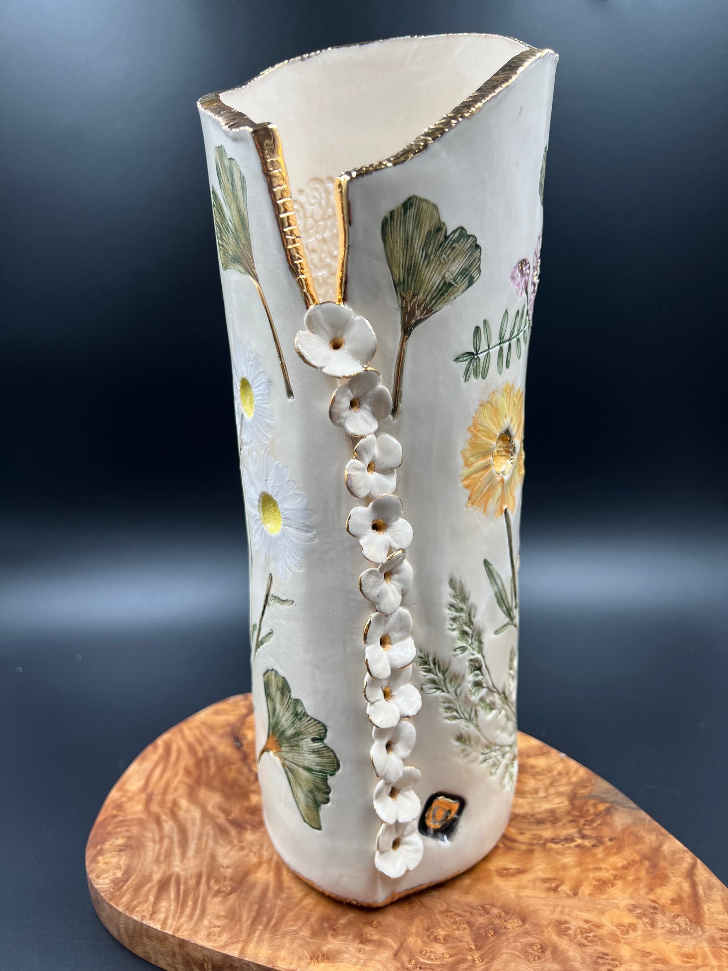 Handmade Wildflower Vase with Cascading Flowers