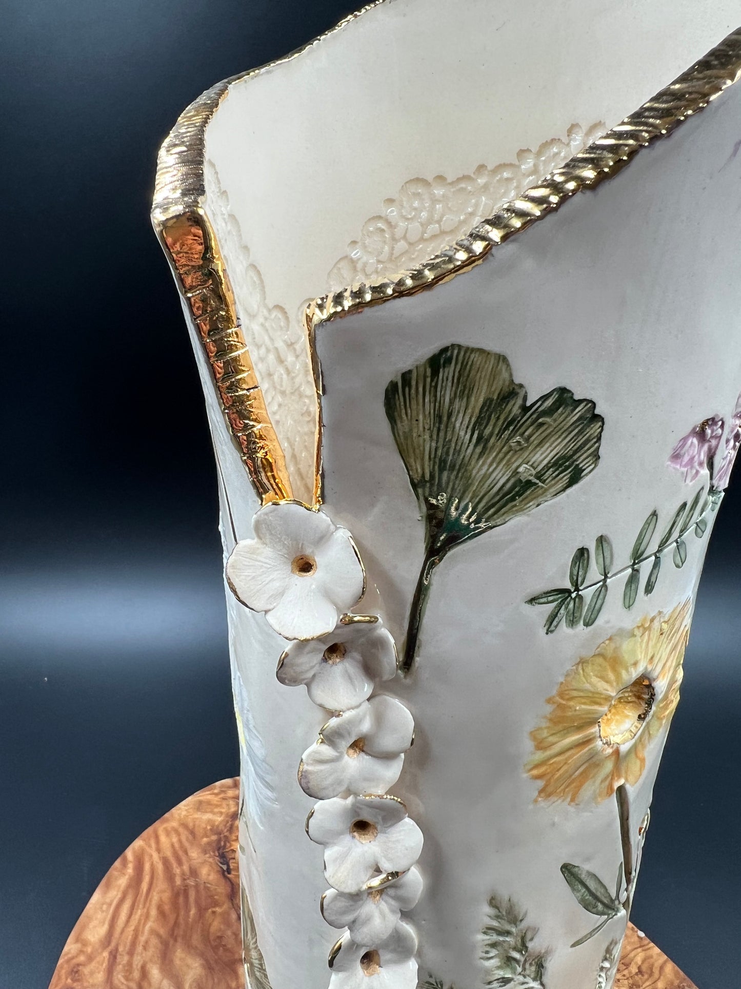 Handmade Wildflower Vase with Cascading Flowers