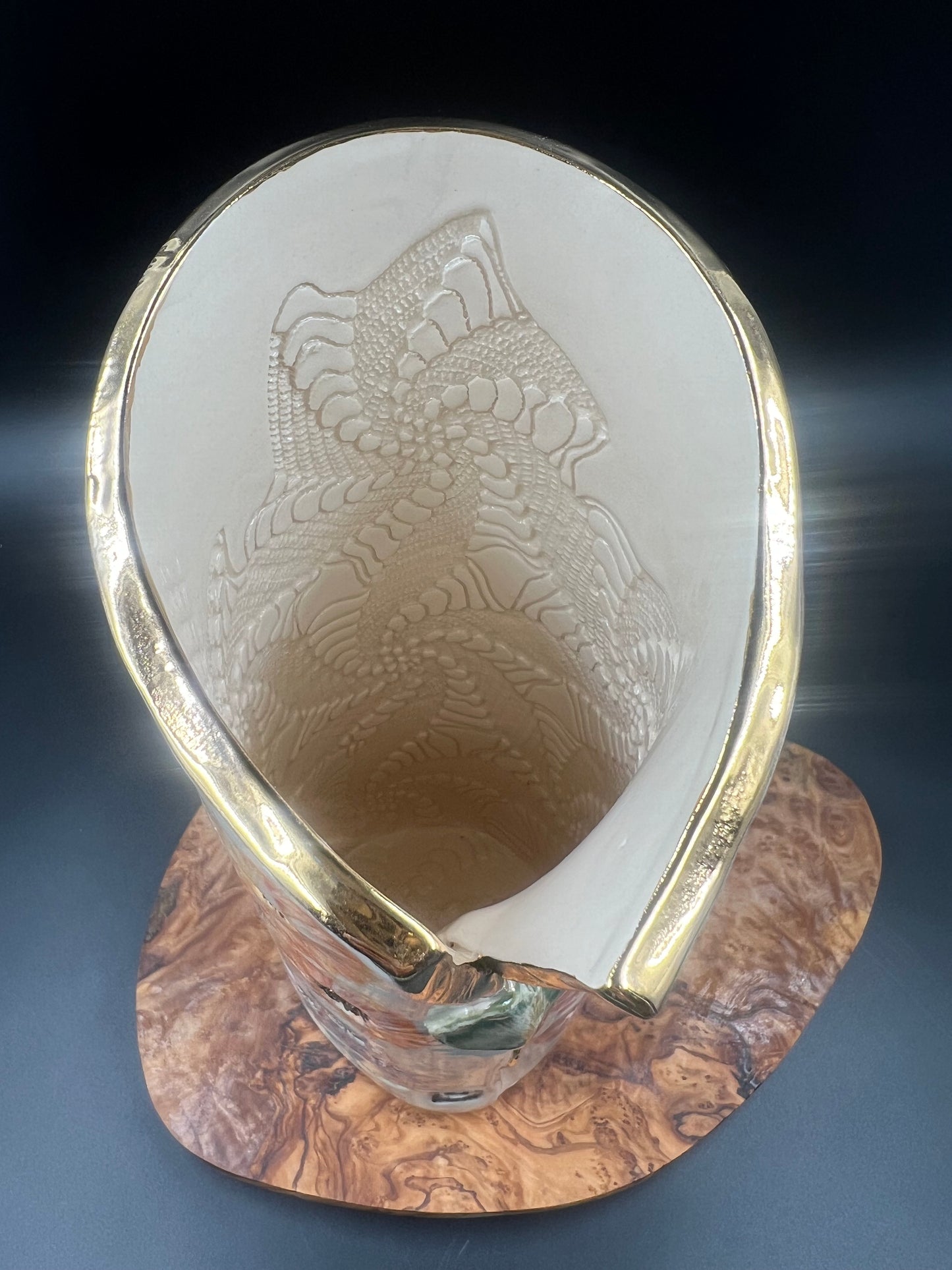 Ginkgo and Wildflower Vase with gold accents
