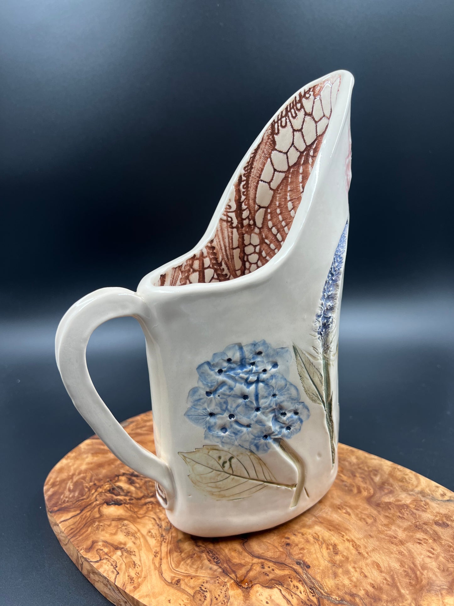 Wildflower Ginkgo and Antique Crochet Pitcher