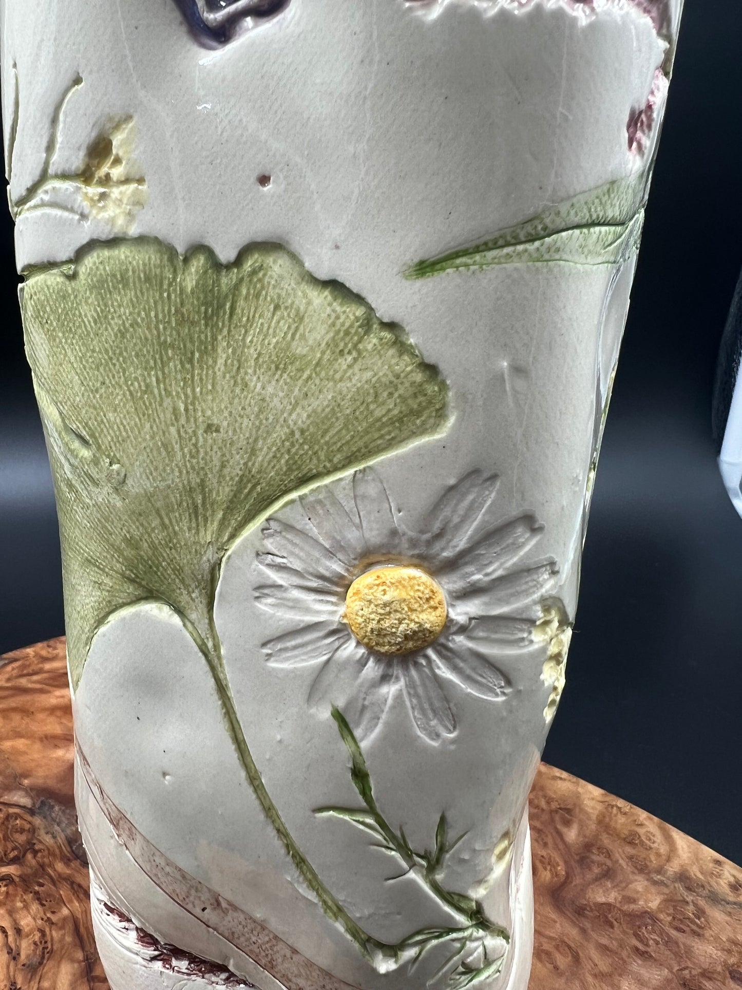 Wildflower and Antique Crochet Ceramic Vase