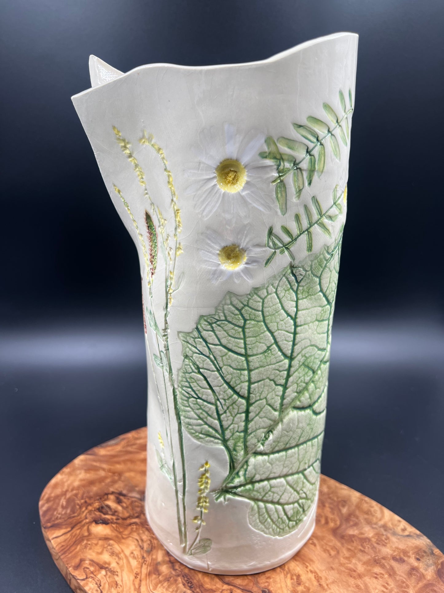 Wildflower and Antique Crochet Ceramic Vase