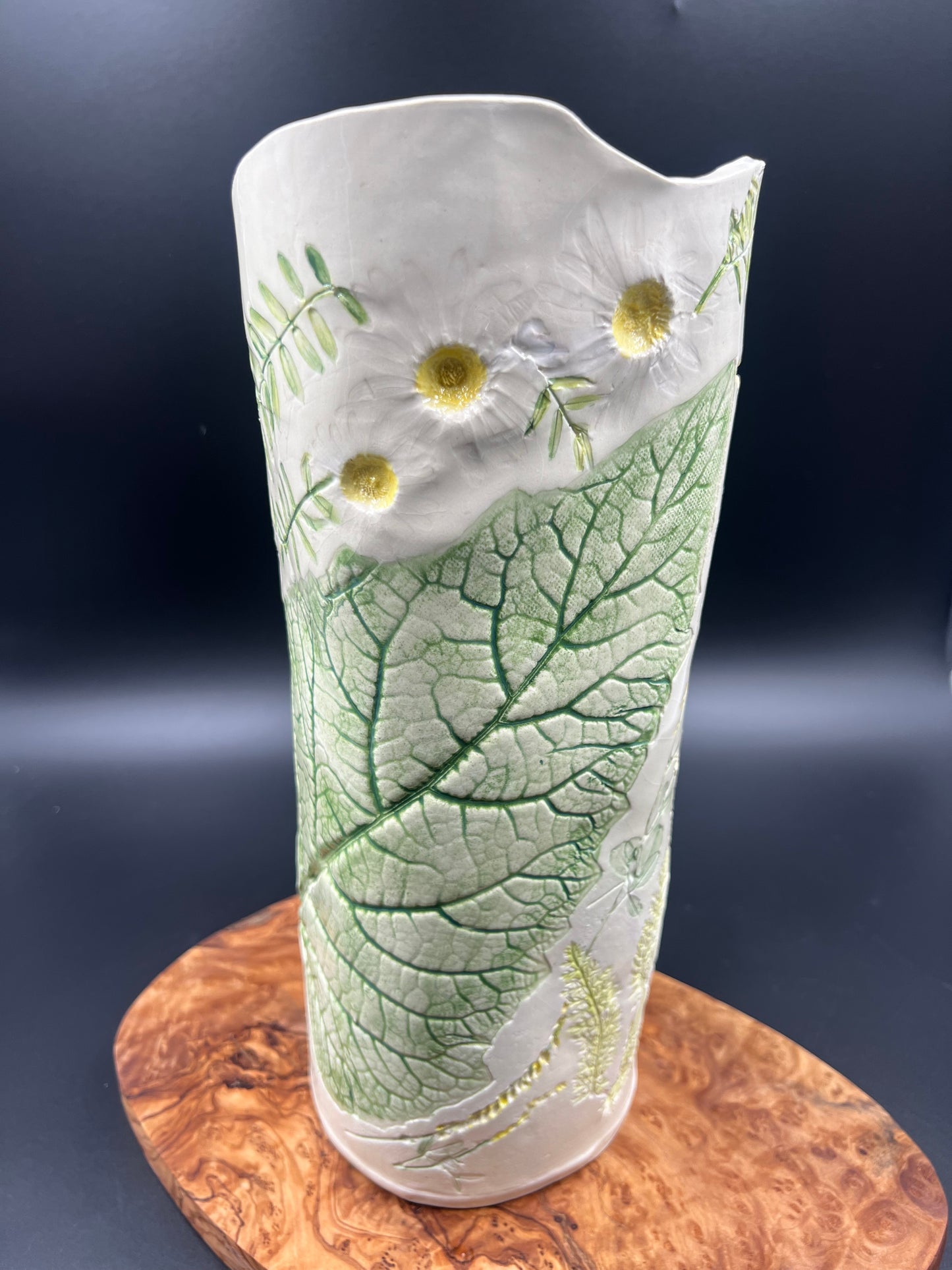 Wildflower and Antique Crochet Ceramic Vase