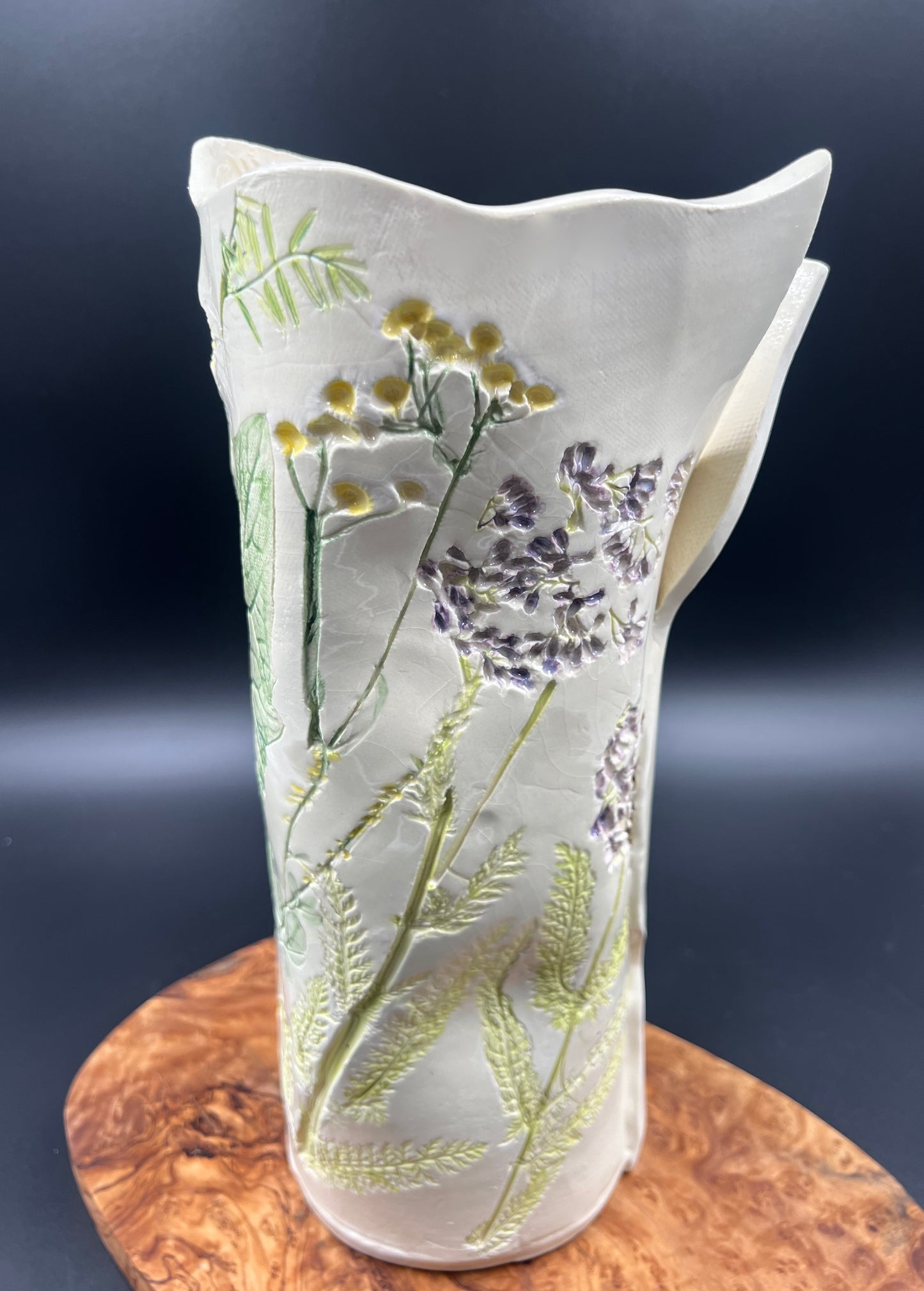 Wildflower and Antique Crochet Ceramic Vase