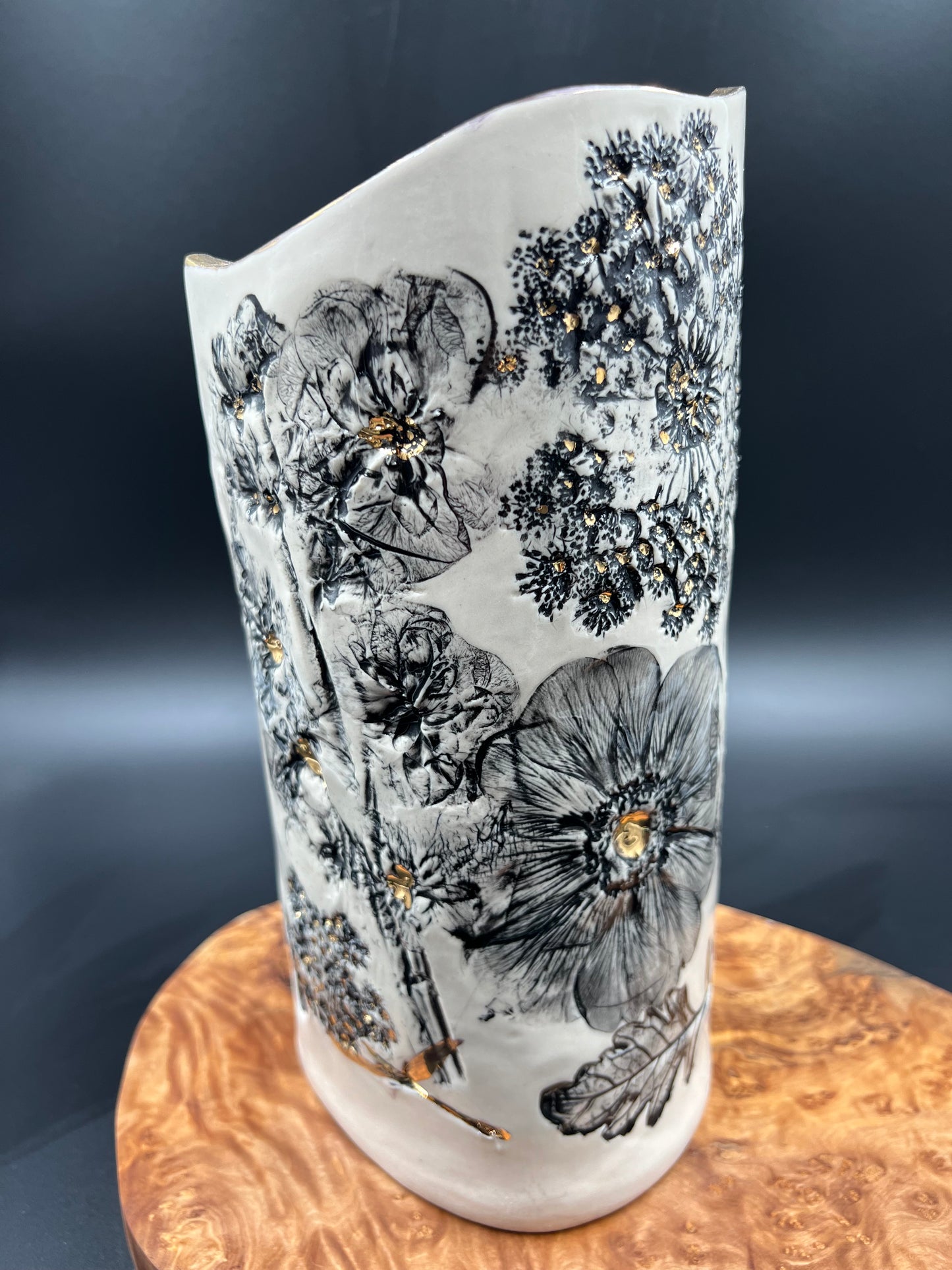 Wildflower Black Wash and Gold Vase