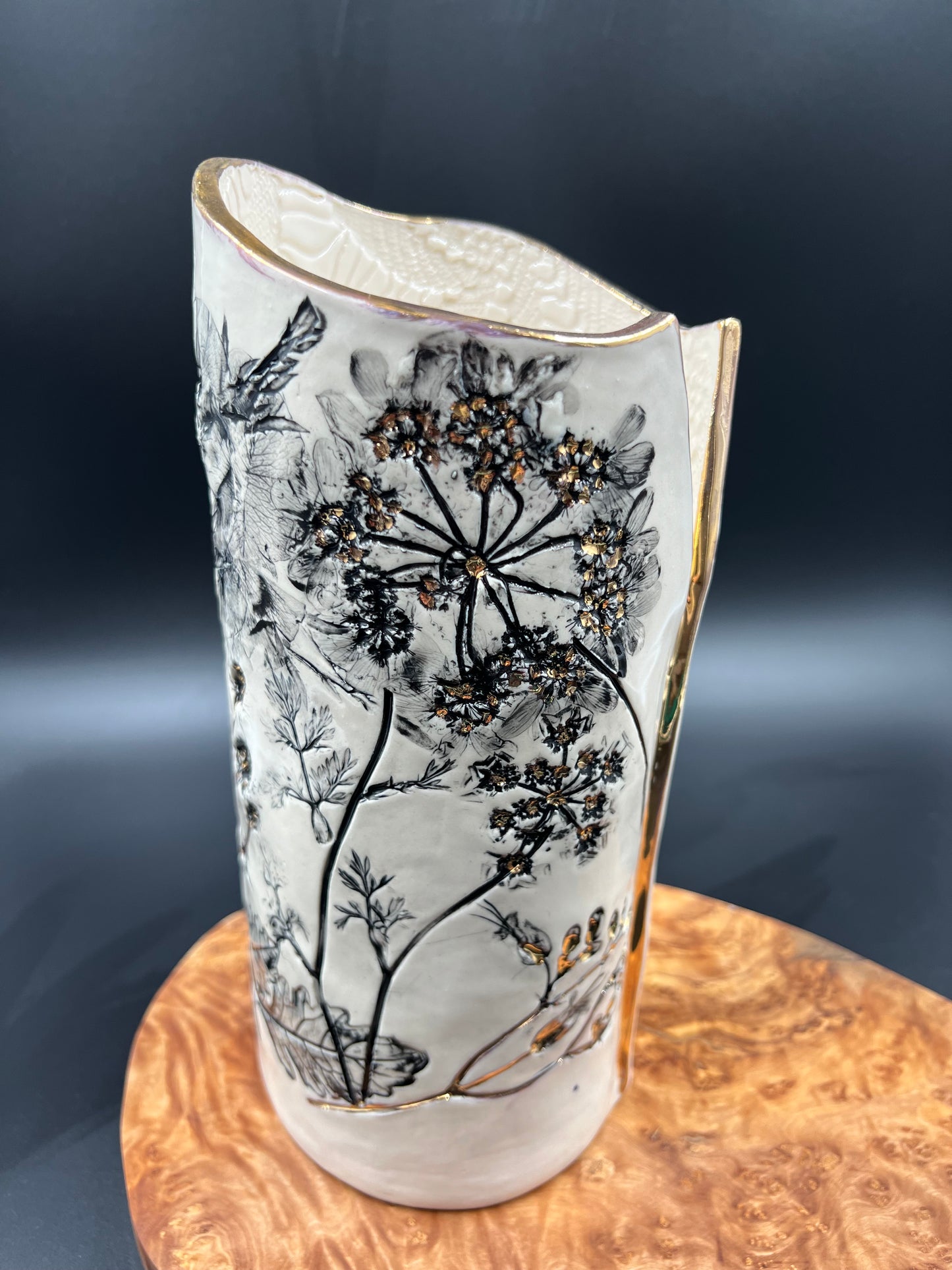 Wildflower Black Wash and Gold Vase