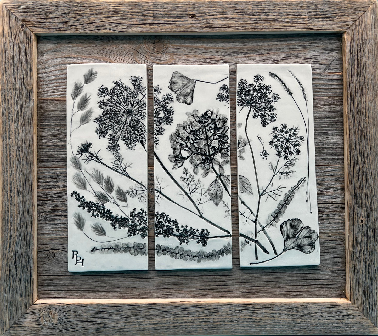 Wildflower and Ginkgo Triptych