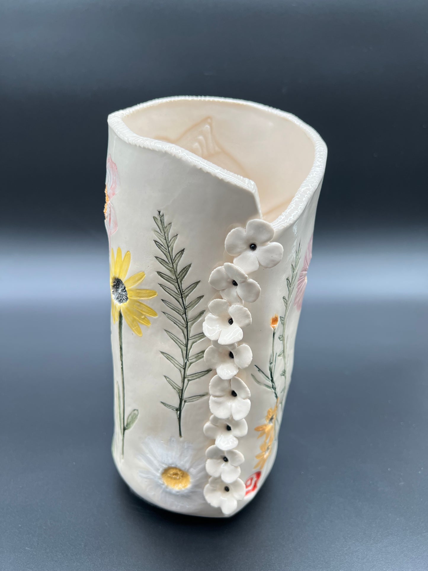 Color Wildflower and Cascading Flower Vase