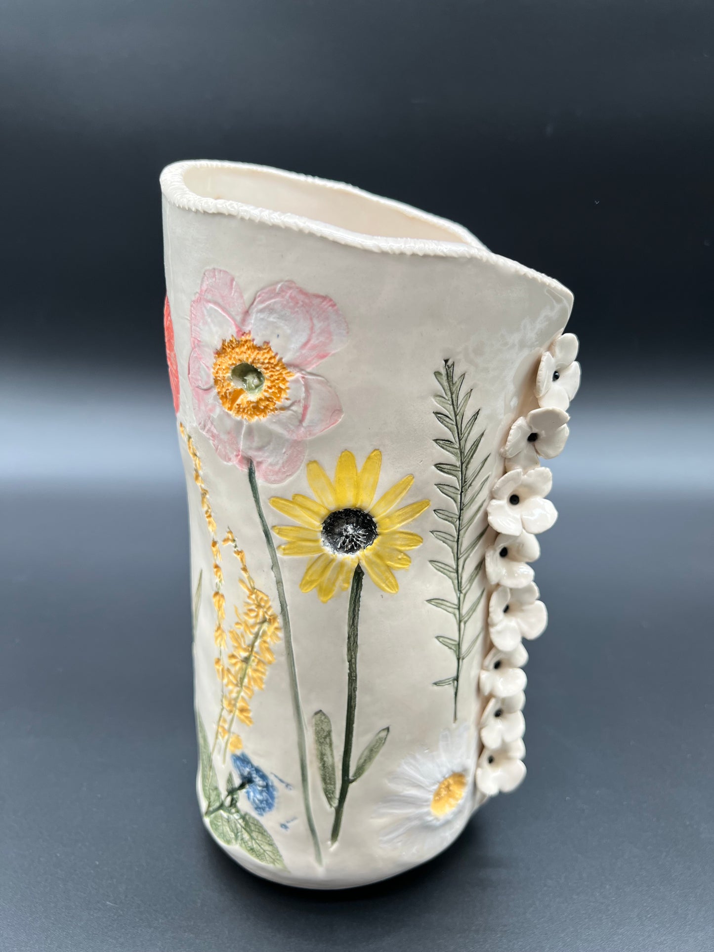 Color Wildflower and Cascading Flower Vase