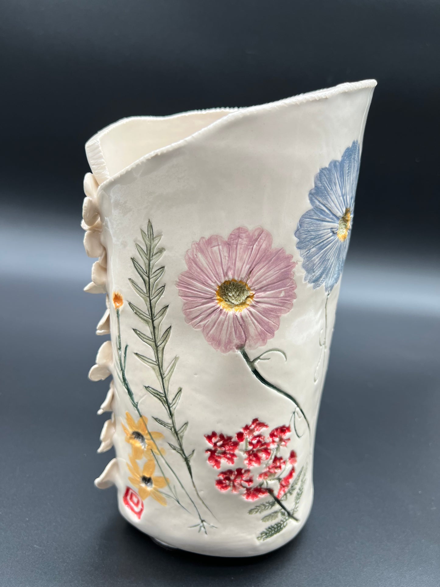 Color Wildflower and Cascading Flower Vase