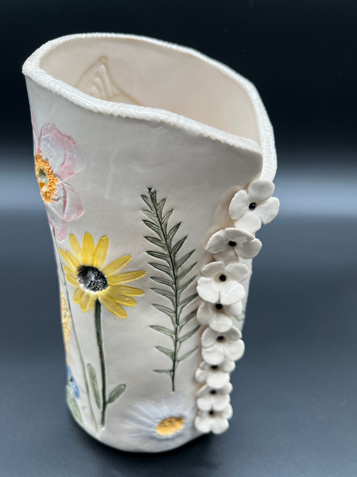 Color Wildflower and Cascading Flower Vase