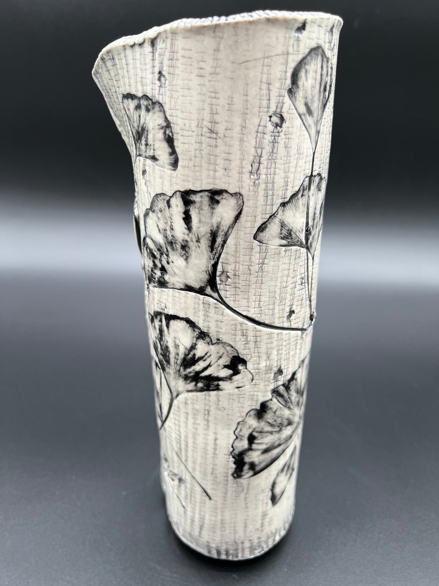 Black Wash Birch and Ginkgo Vase