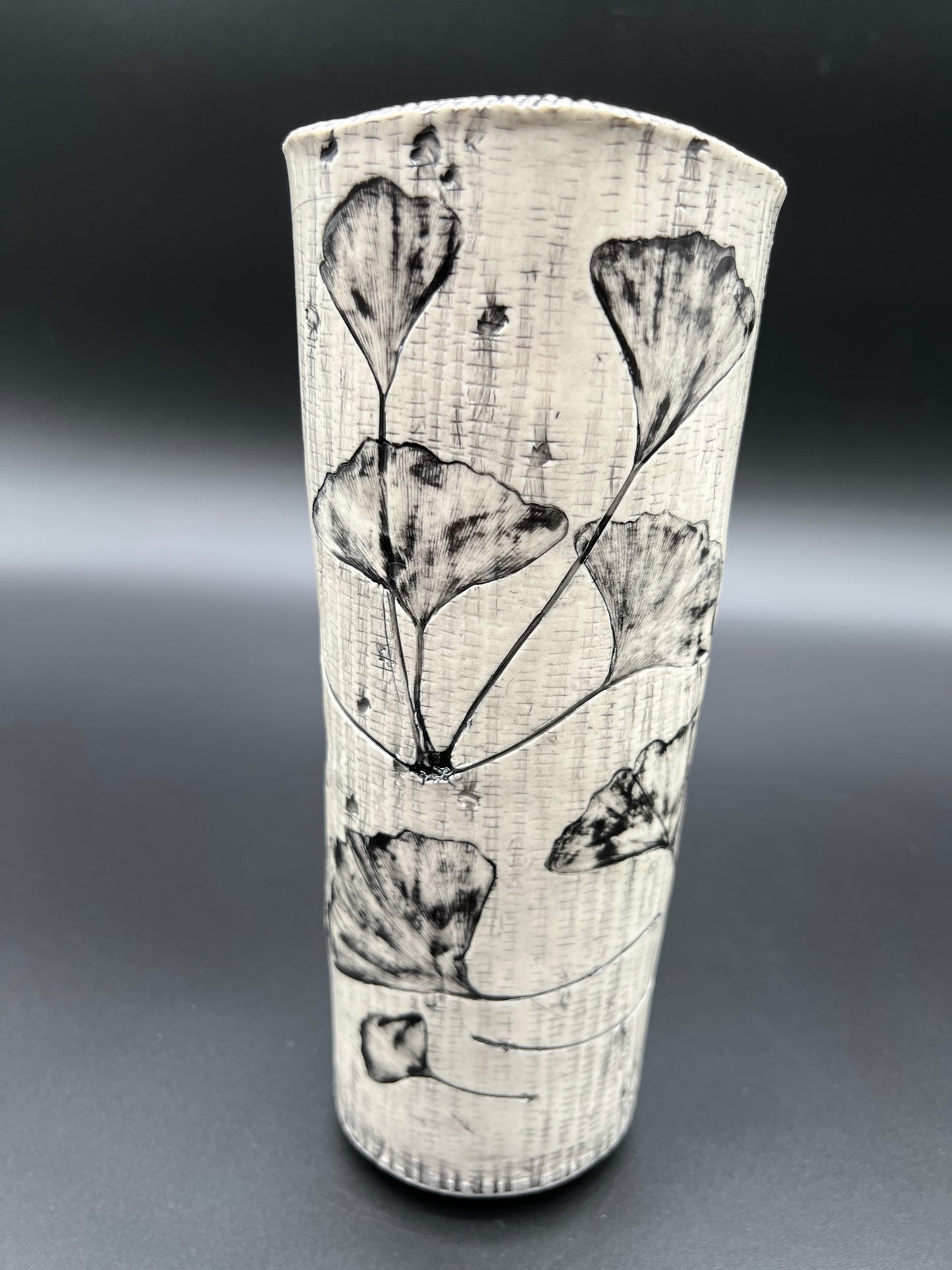 Black Wash Birch and Ginkgo Vase