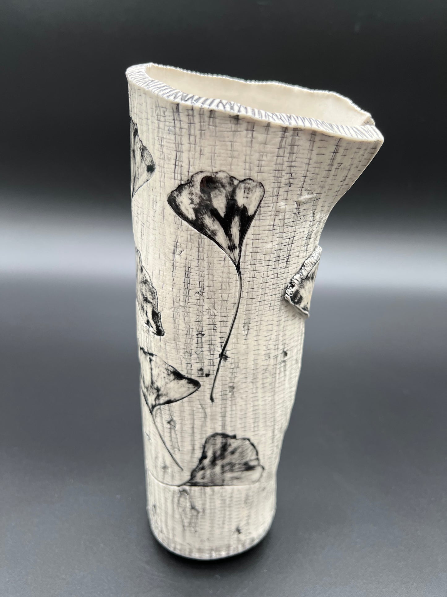 Black Wash Birch and Ginkgo Vase