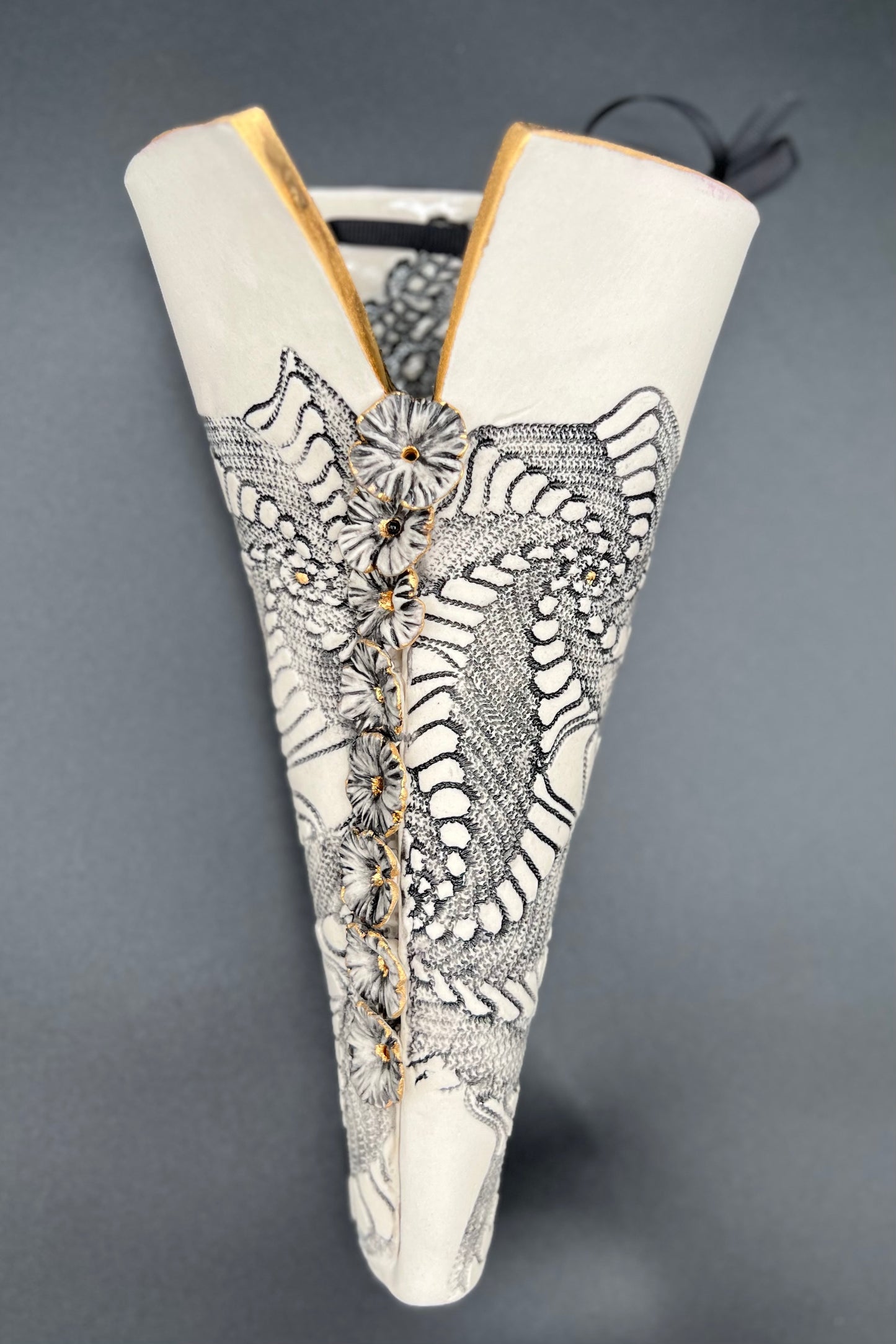 Antique Crochet Hanging Vase