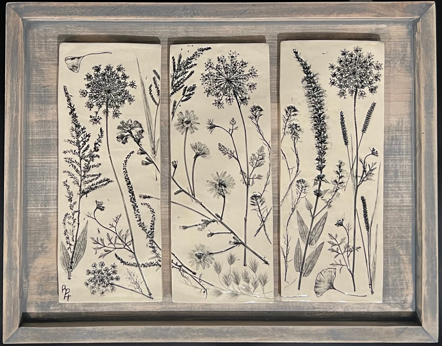 Wildflower and Ginkgo Triptych #2