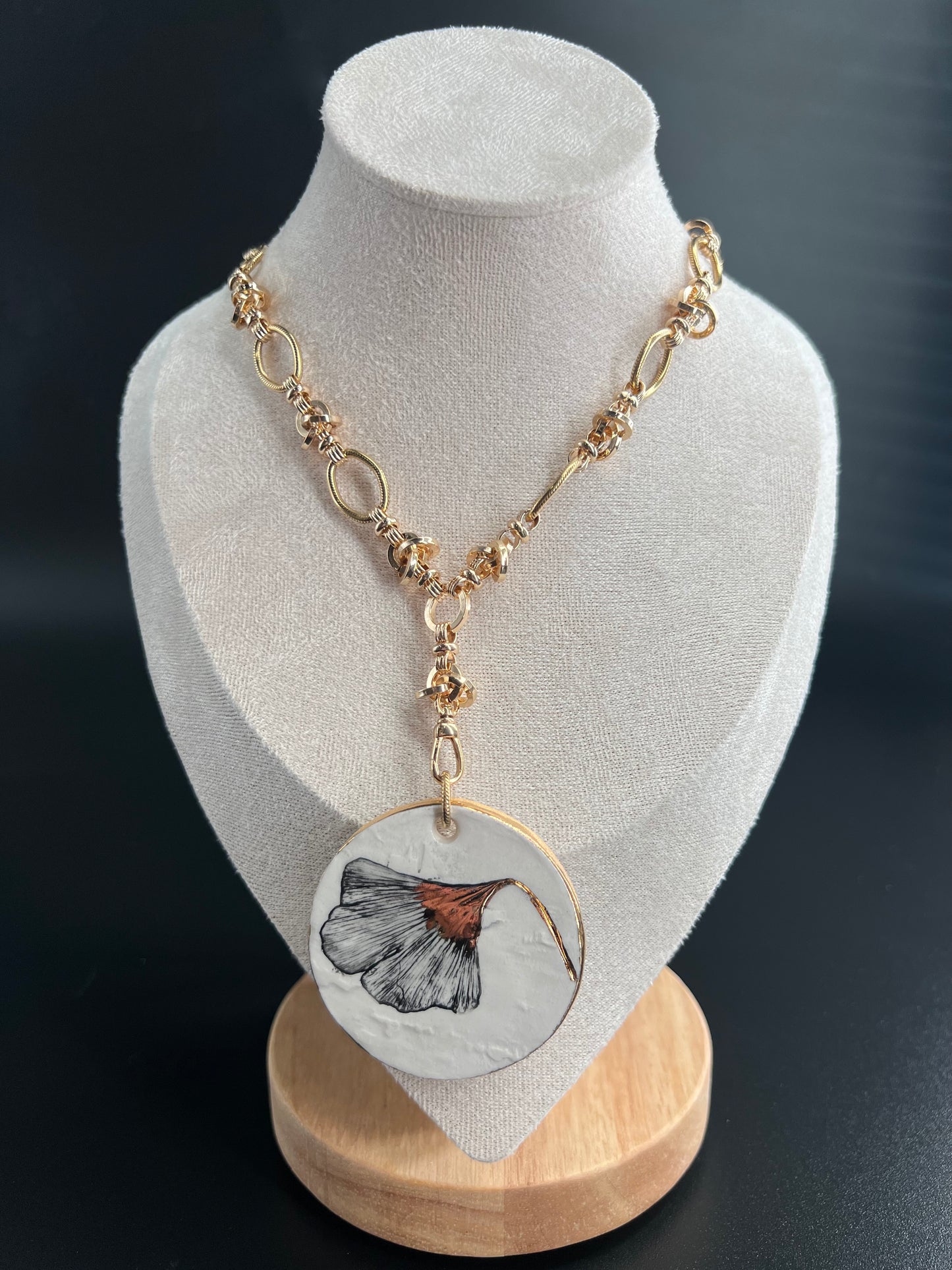 Ginkgo Birchwood Knotted Necklace