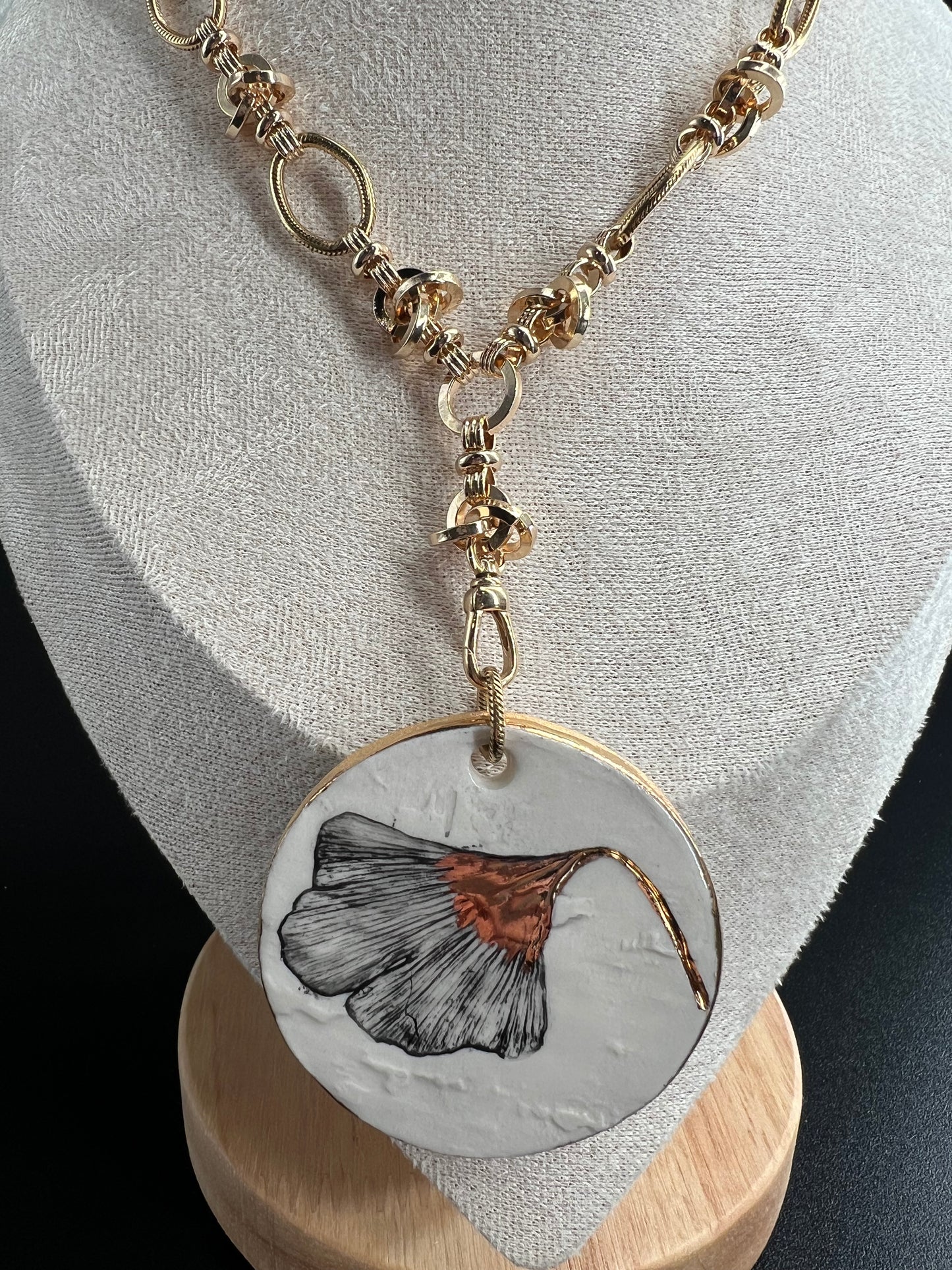 Ginkgo Birchwood Knotted Necklace