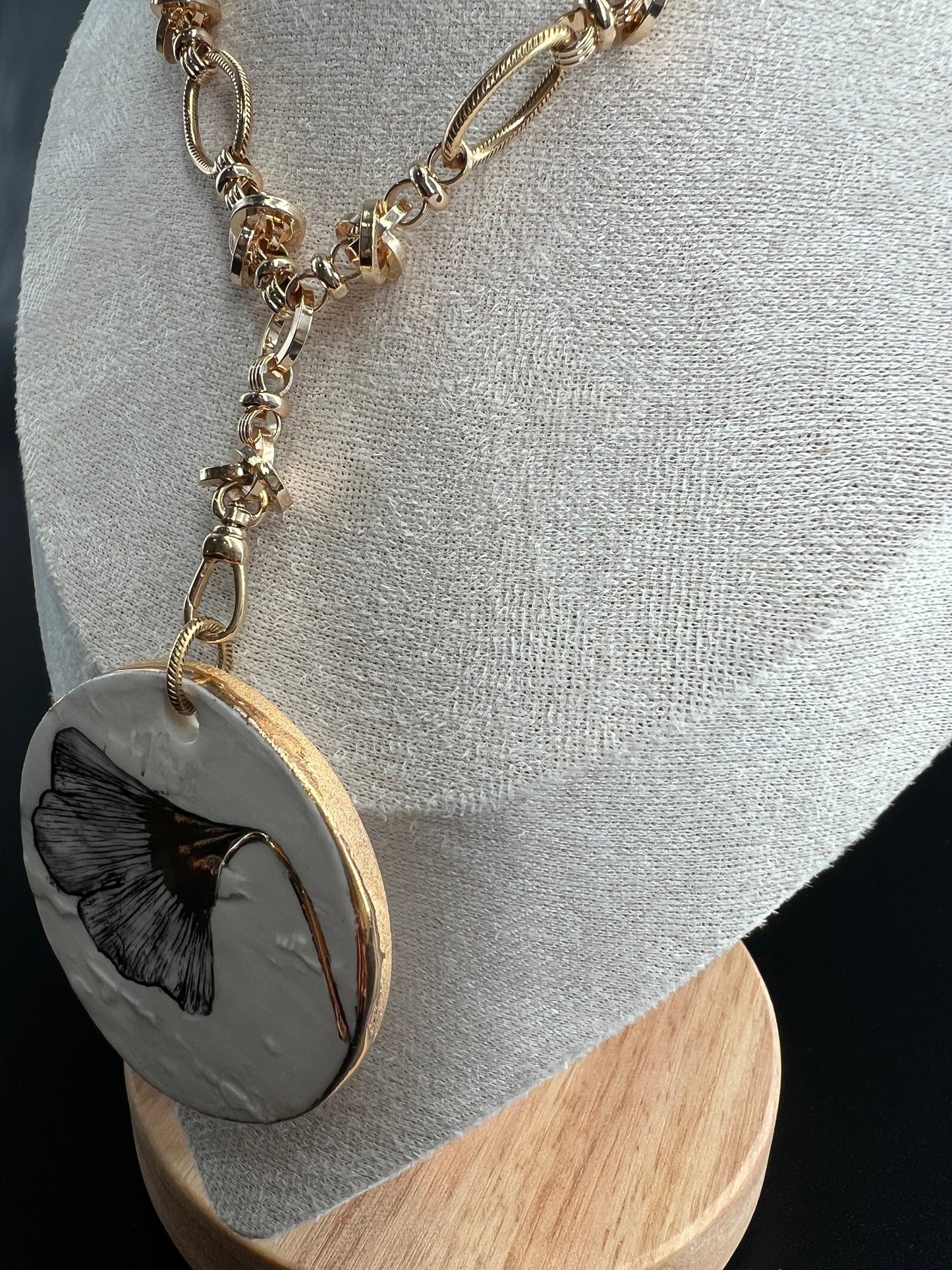 Ginkgo Birchwood Knotted Necklace