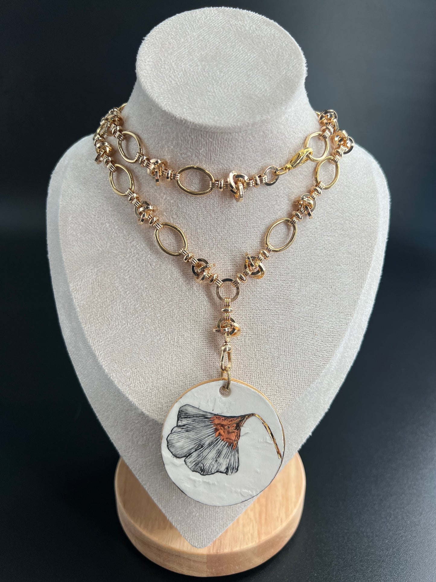 Ginkgo Birchwood Knotted Necklace
