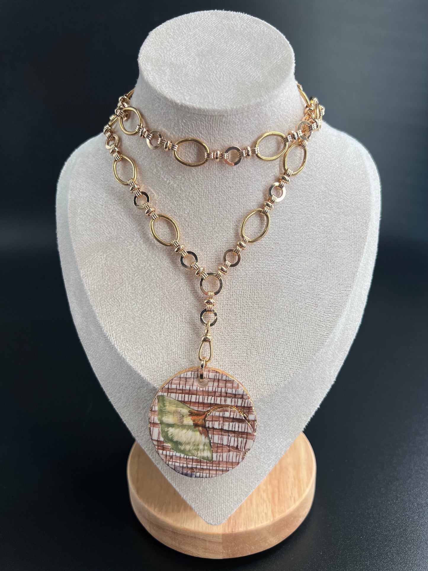 Sepia Ginkgo Leaf Gold Necklace