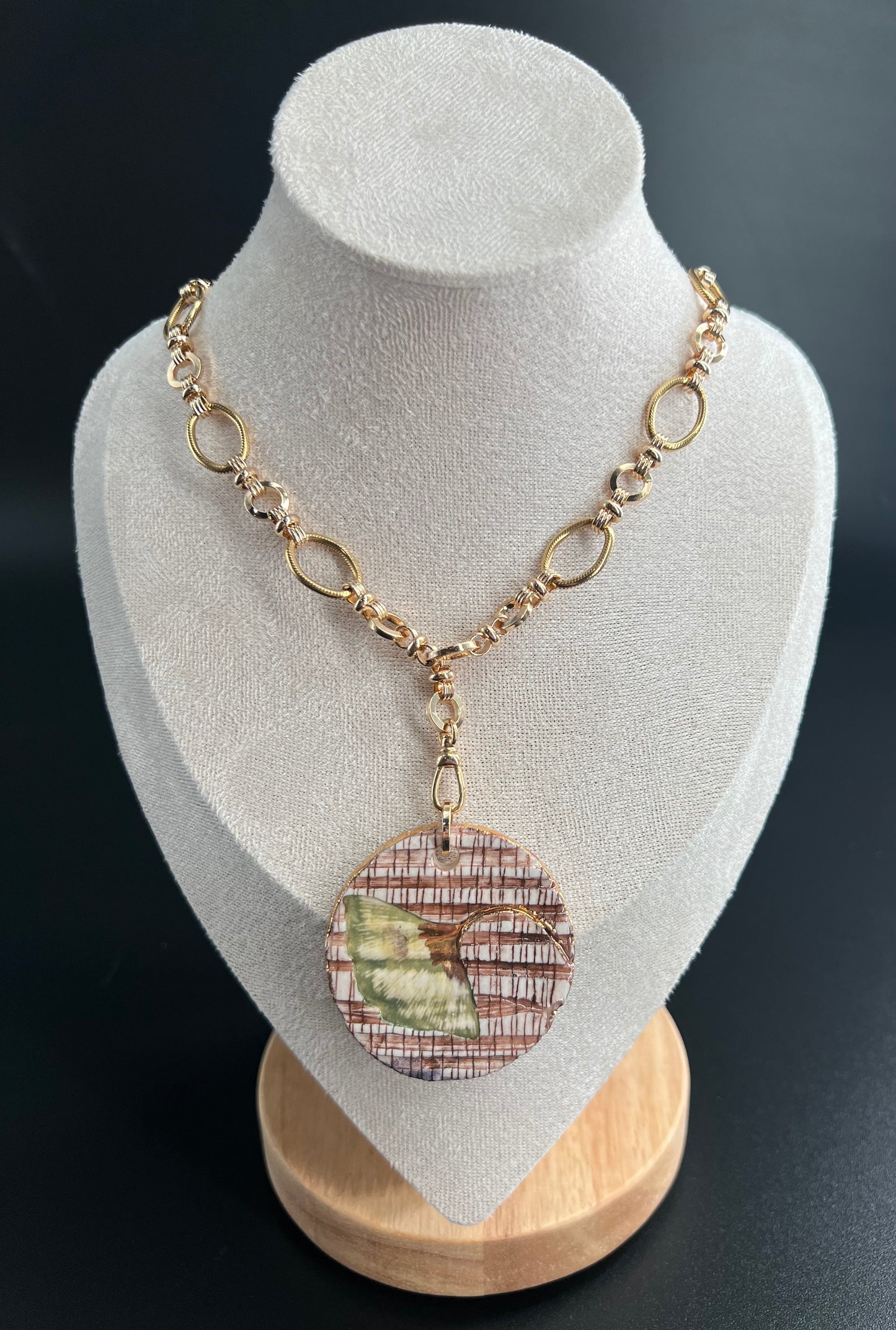 Sepia Ginkgo Leaf Gold Necklace