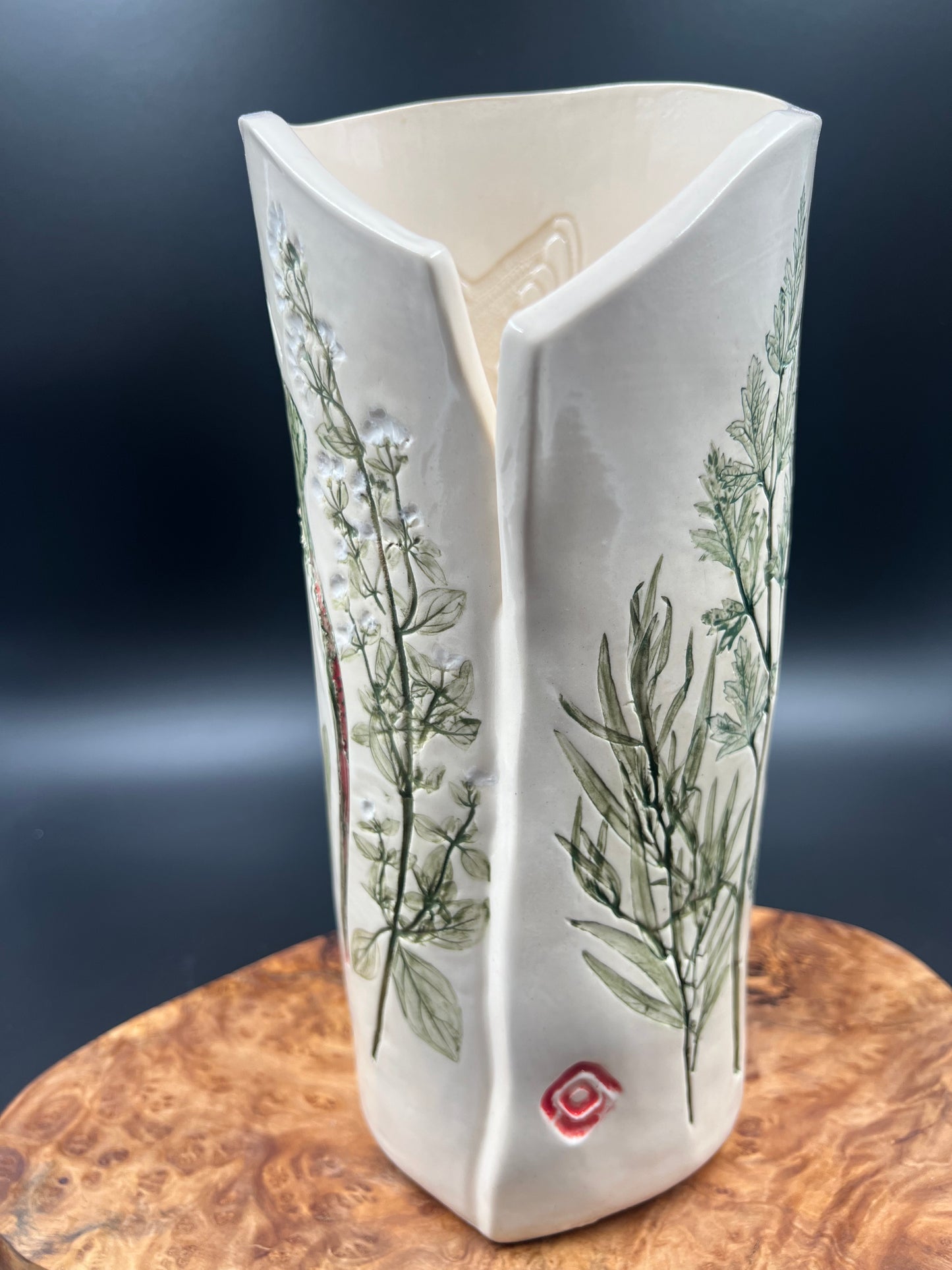 Herb and Cicada Ceramic Vase