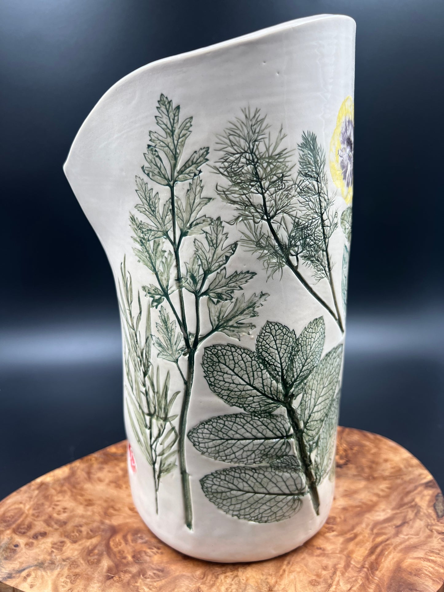 Herb and Cicada Ceramic Vase