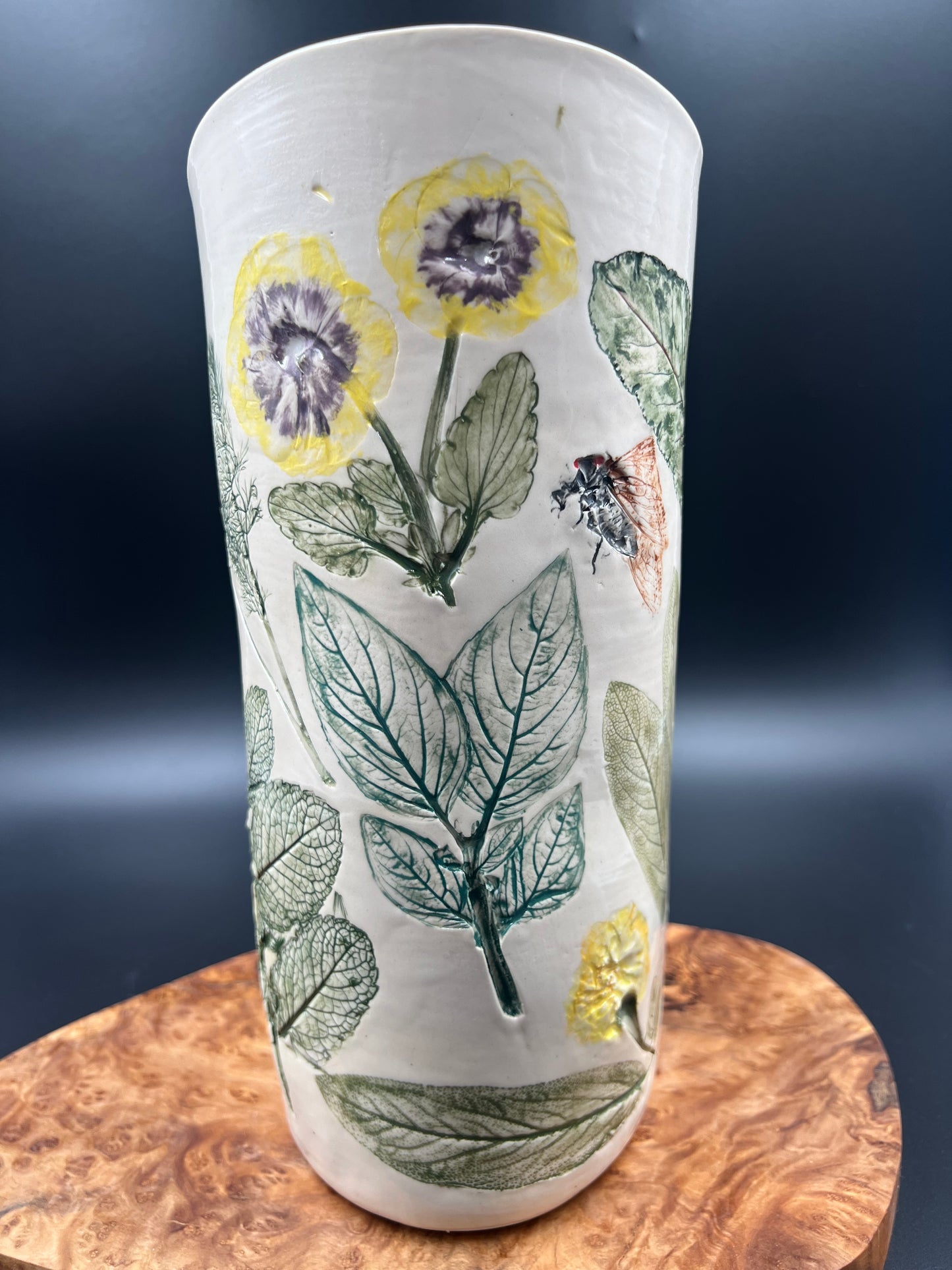 Herb and Cicada Ceramic Vase