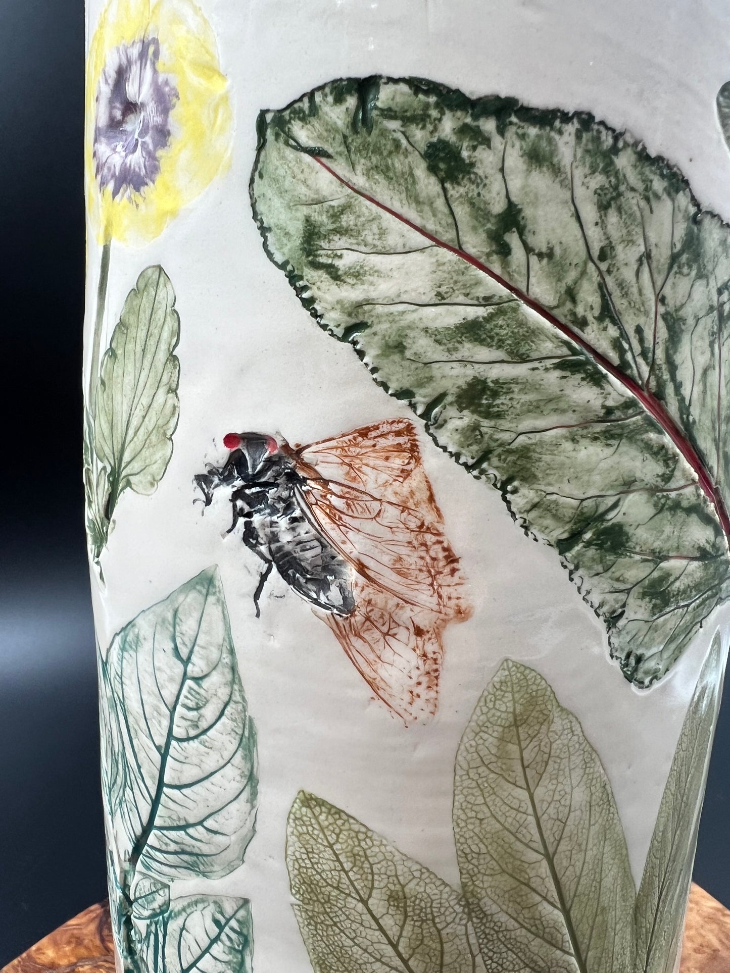 Herb and Cicada Ceramic Vase