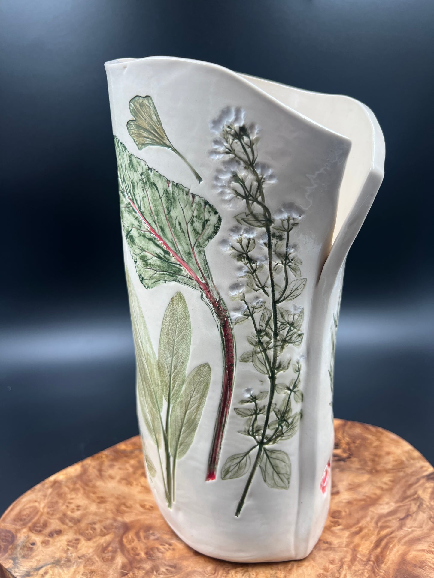 Herb and Cicada Ceramic Vase