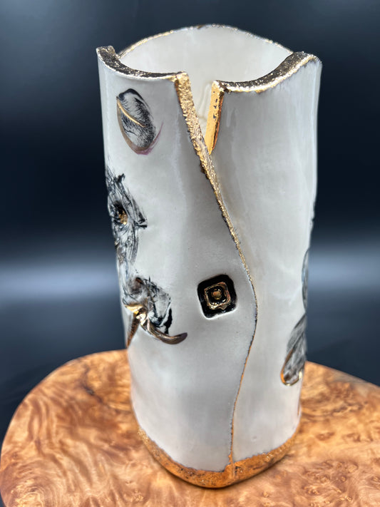 Gold and Black Wash Wildflower Vase