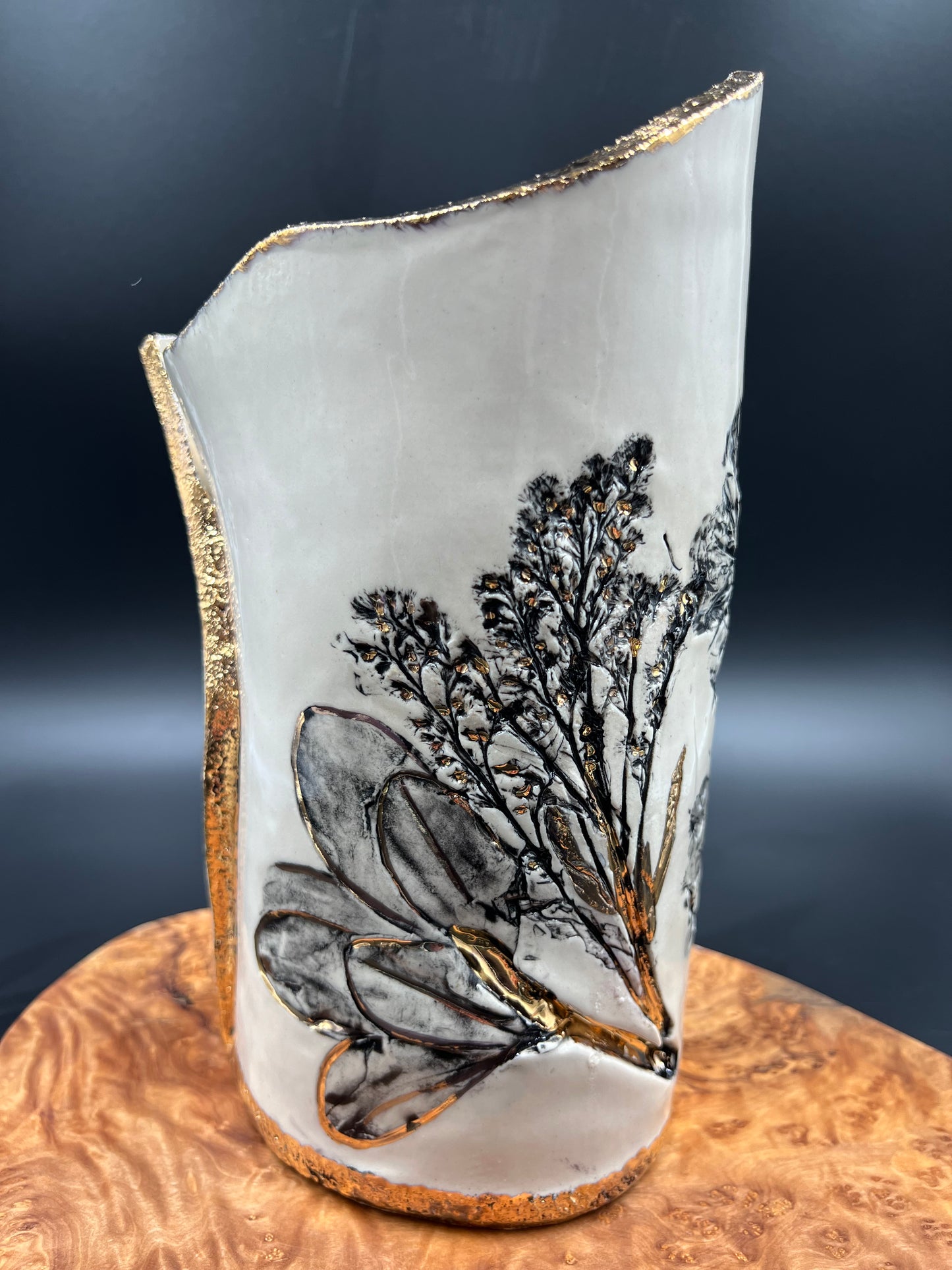 Gold and Black Wash Wildflower Vase