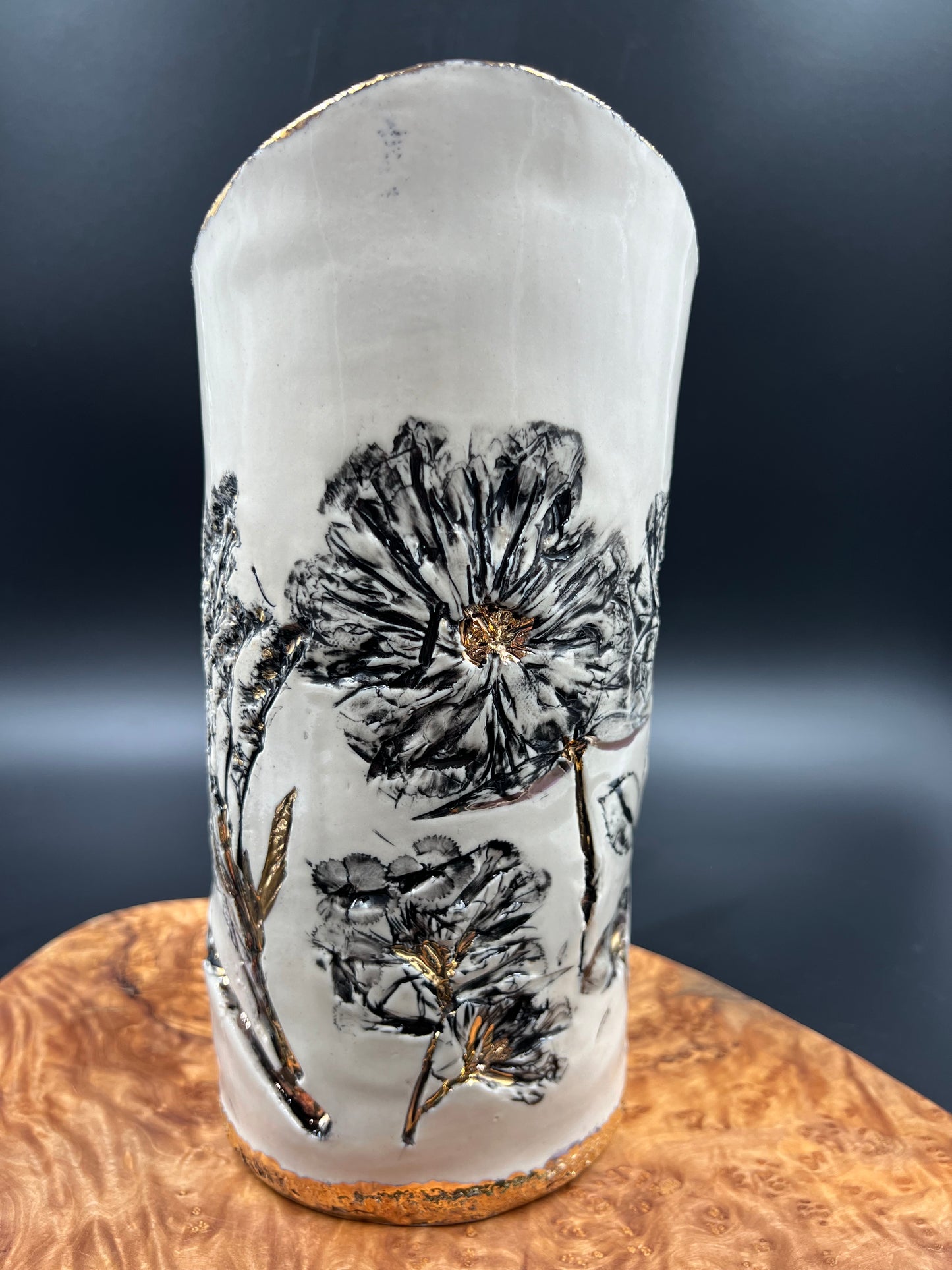 Gold and Black Wash Wildflower Vase