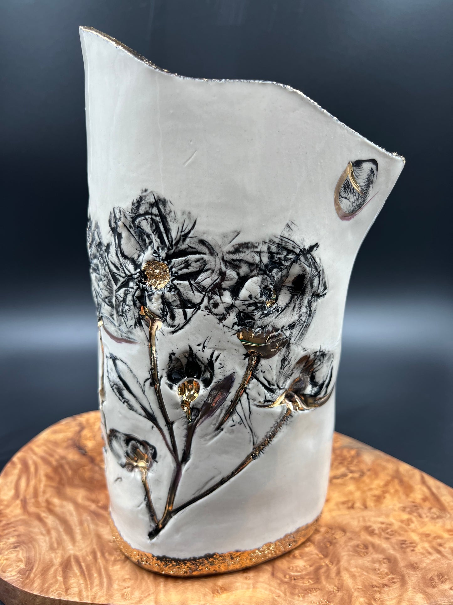 Gold and Black Wash Wildflower Vase